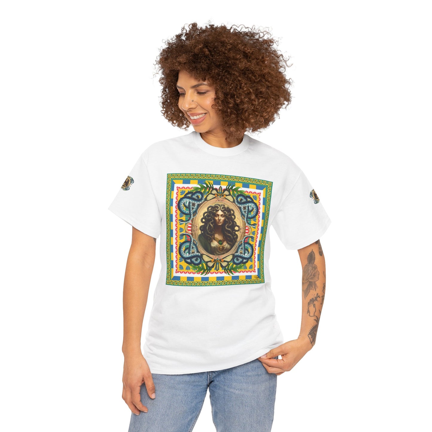 Mona Lisa Medusa - Unisex Cotton T-Shirt