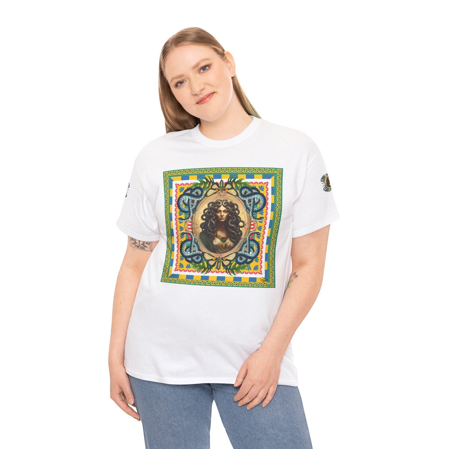 Mona Lisa Medusa - Unisex Cotton T-Shirt