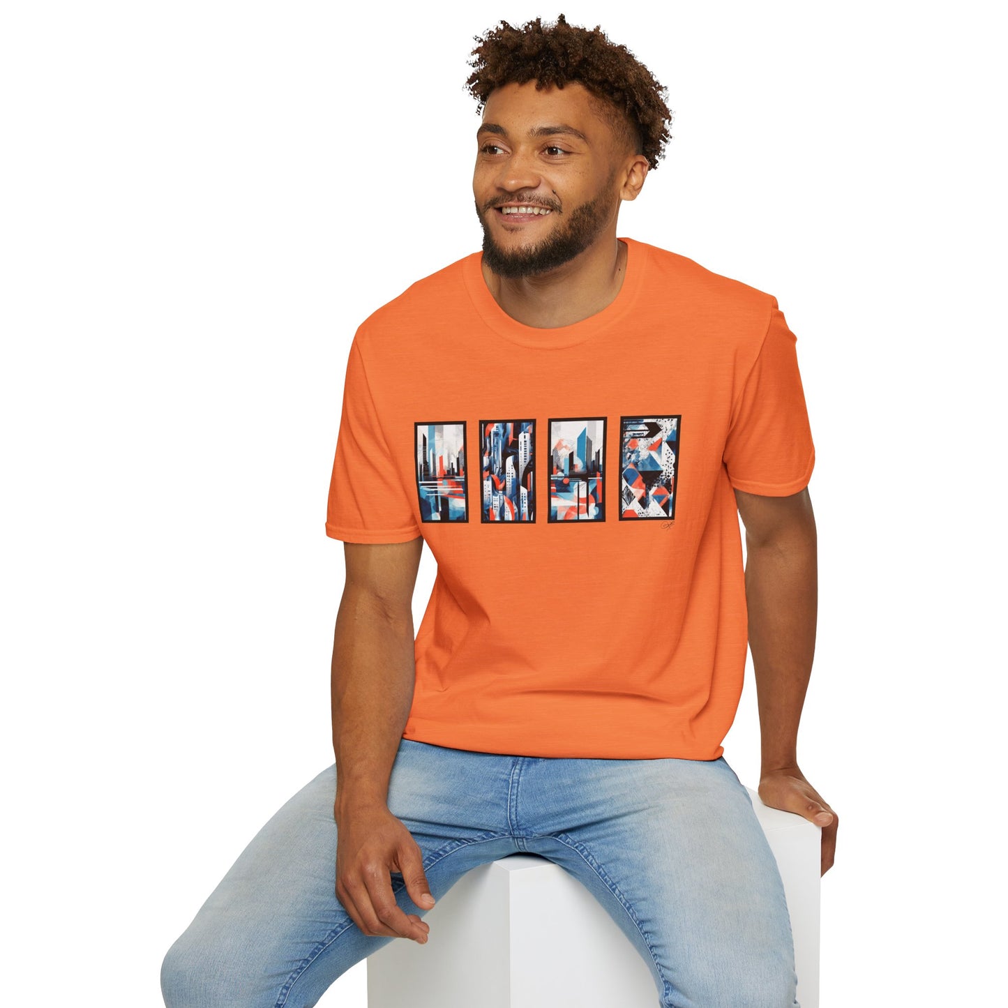 “Cityscape Blue” Abstract Art - Unisex T-Shirt