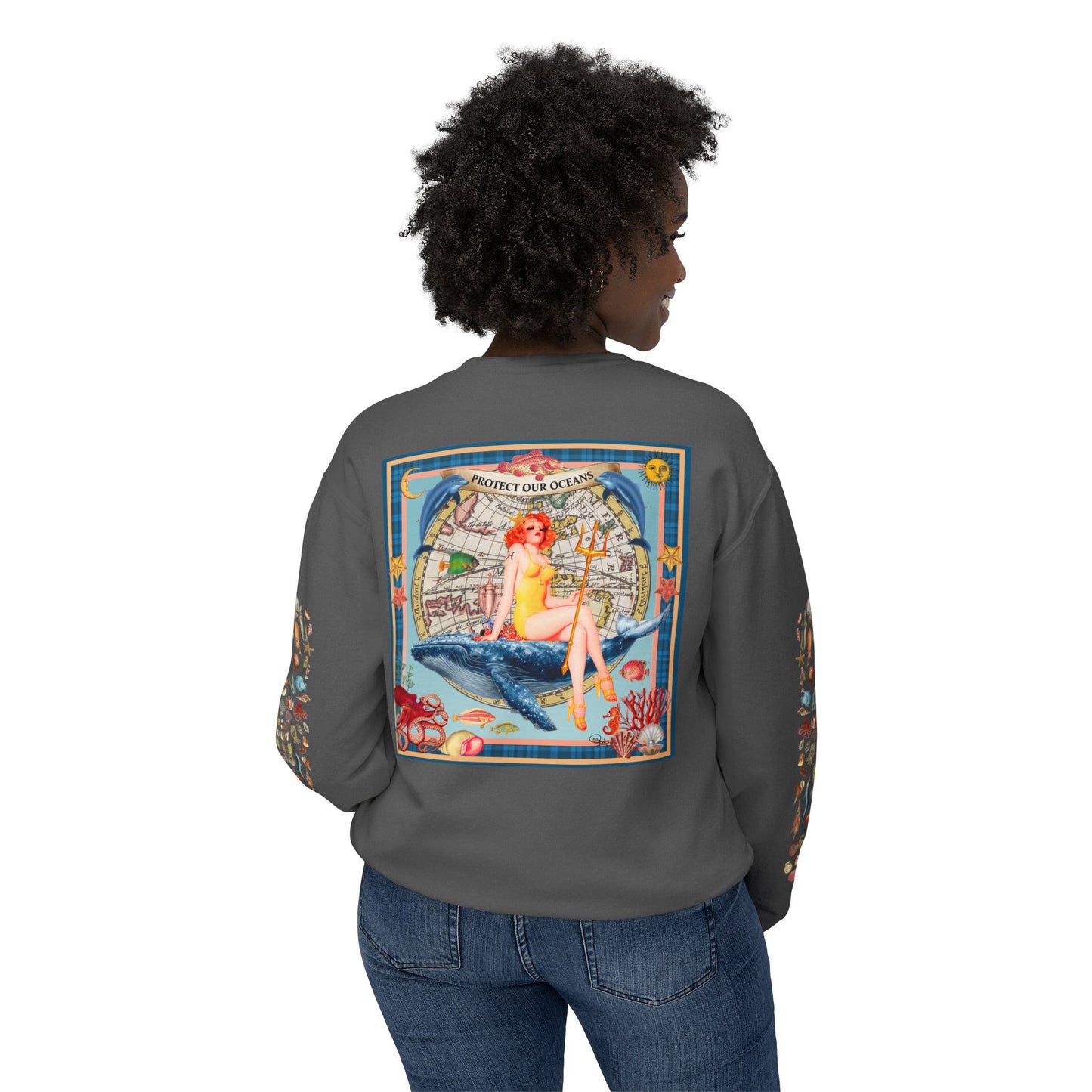 Environment Friendly Crewneck Sweatshirt - Protect Our Oceans Design