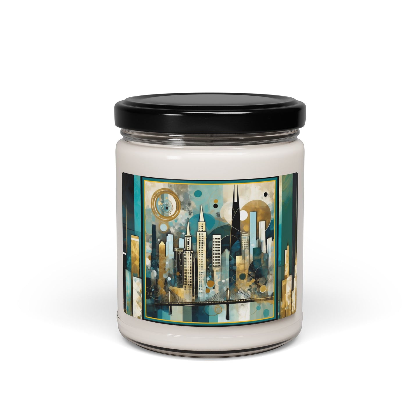 “San Francisco Skyline” Abstract Art - Scented Soy Candle, 9oz