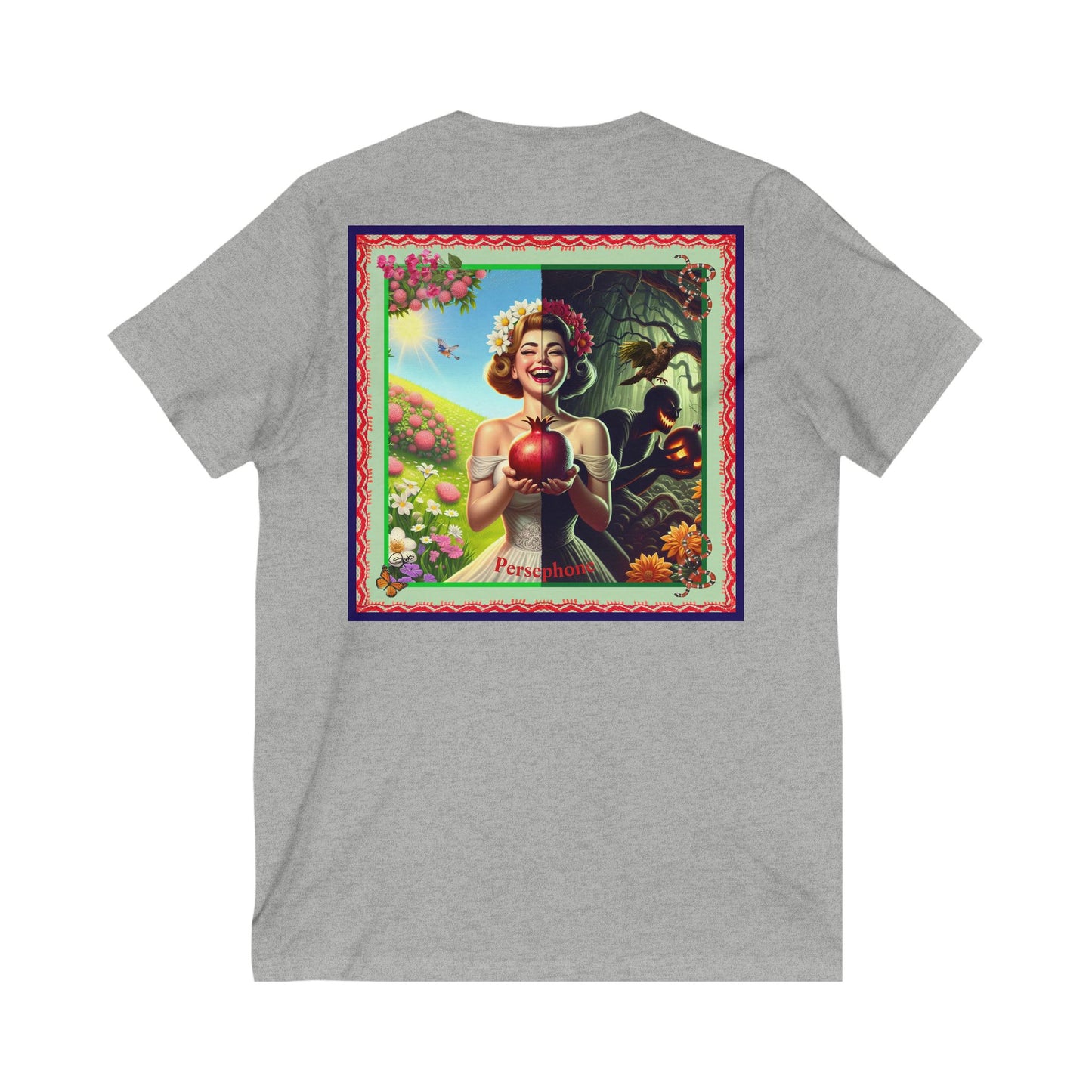Persephone- Goddess of Spring and Queen of the Underworld - Unisex Short Sleeve V-Neck Tee