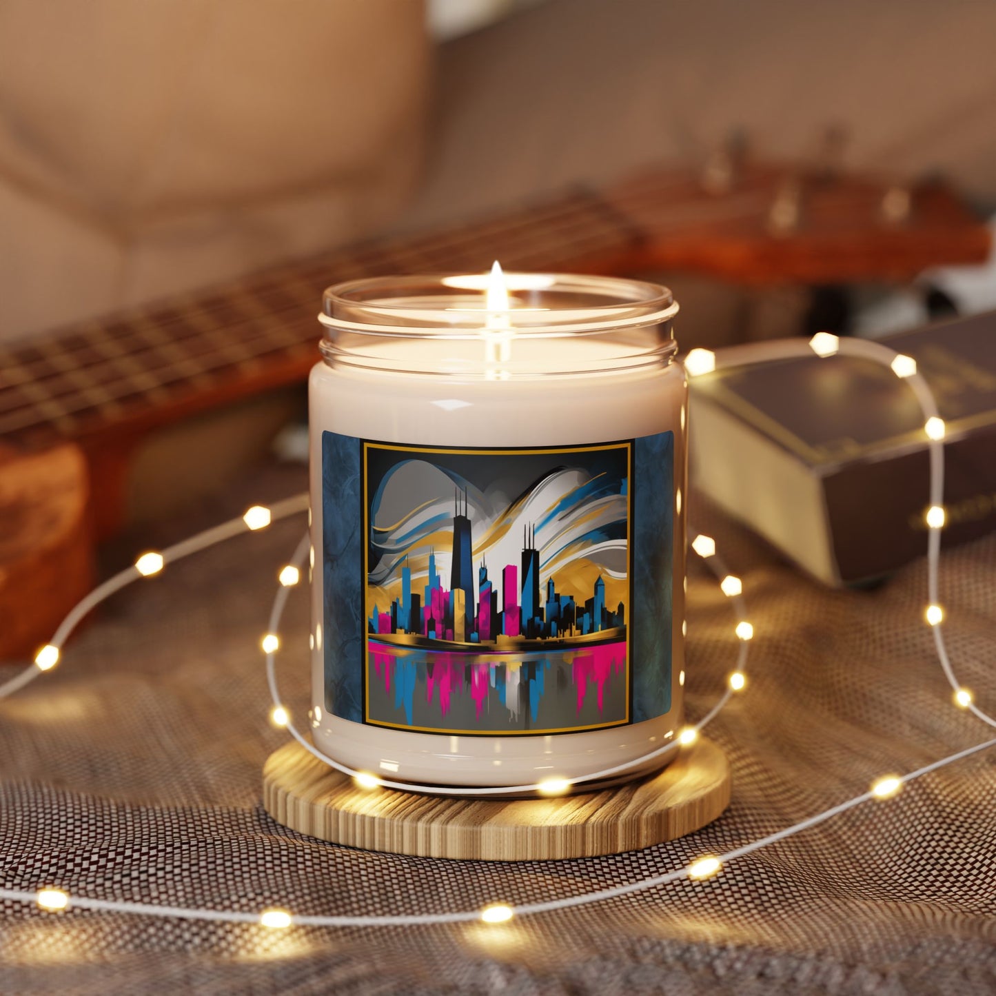 “Chicago Skyline” Abstract Art - Scented Soy Candle, 9oz