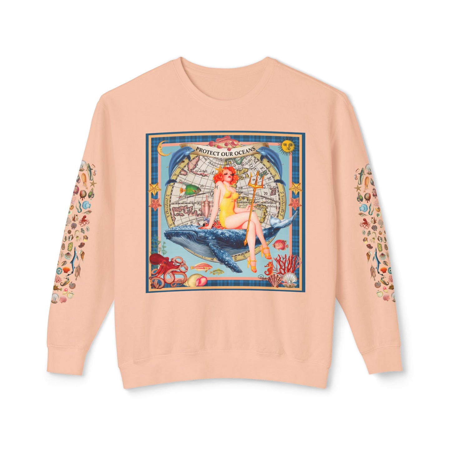 Environment Friendly Crewneck Sweatshirt - Protect Our Oceans Design