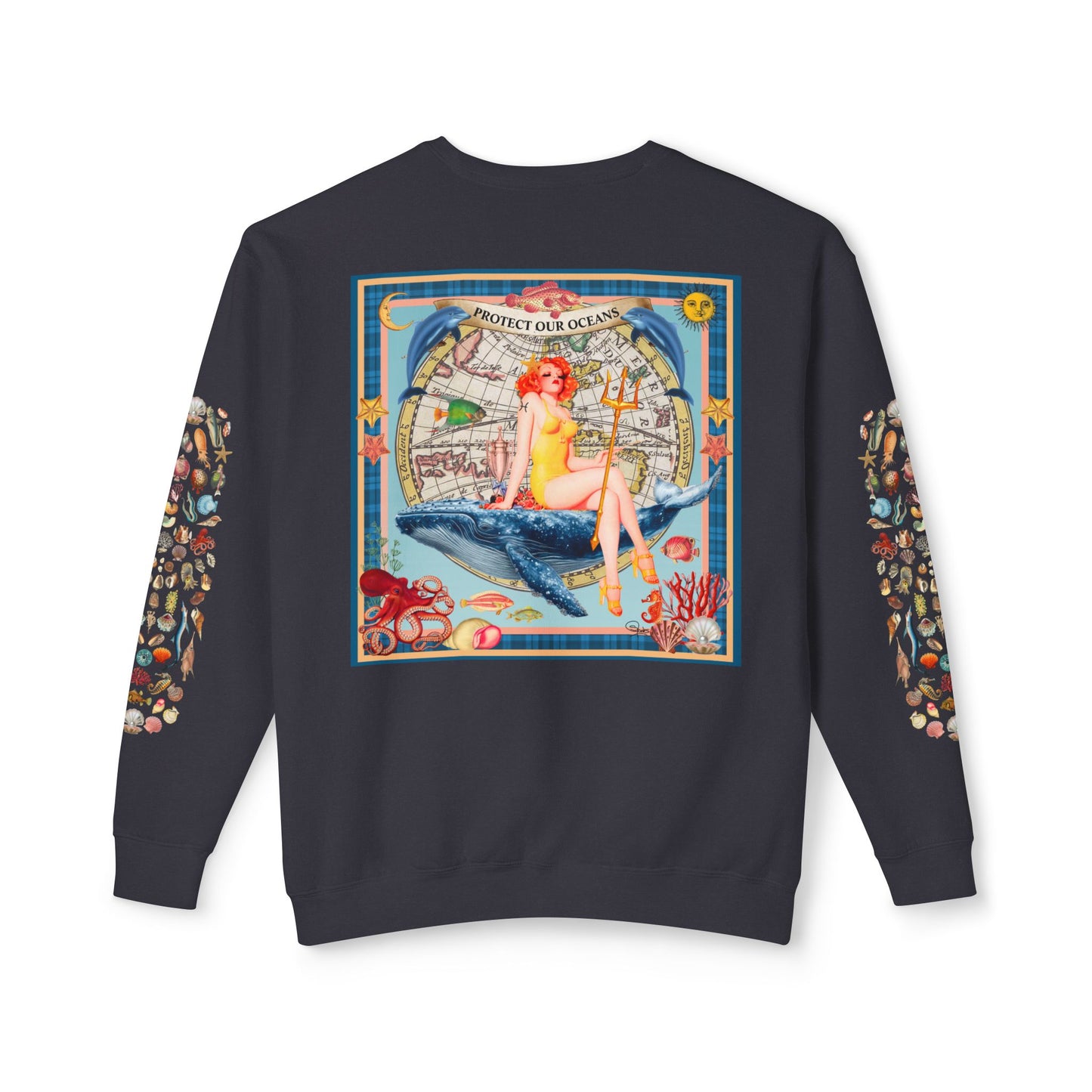 Environment Friendly Crewneck Sweatshirt - Protect Our Oceans Design