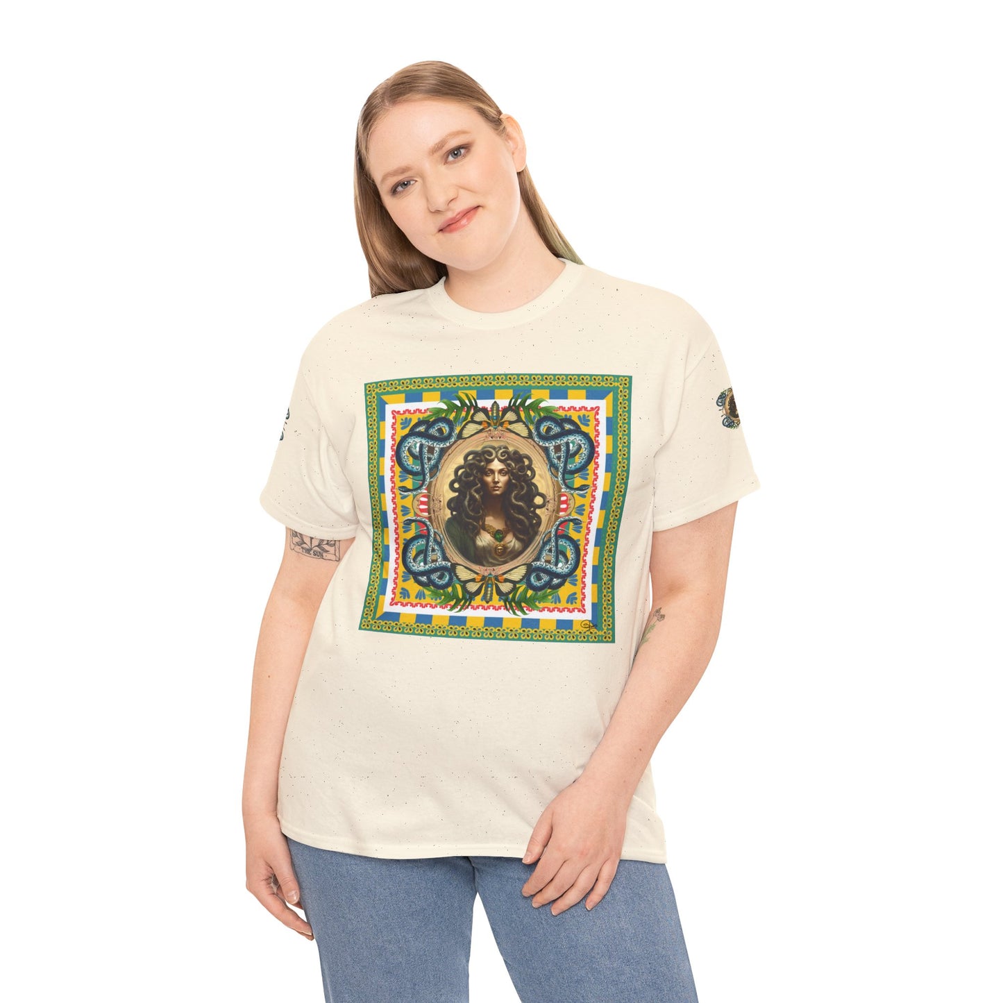 Mona Lisa Medusa - Unisex Cotton T-Shirt