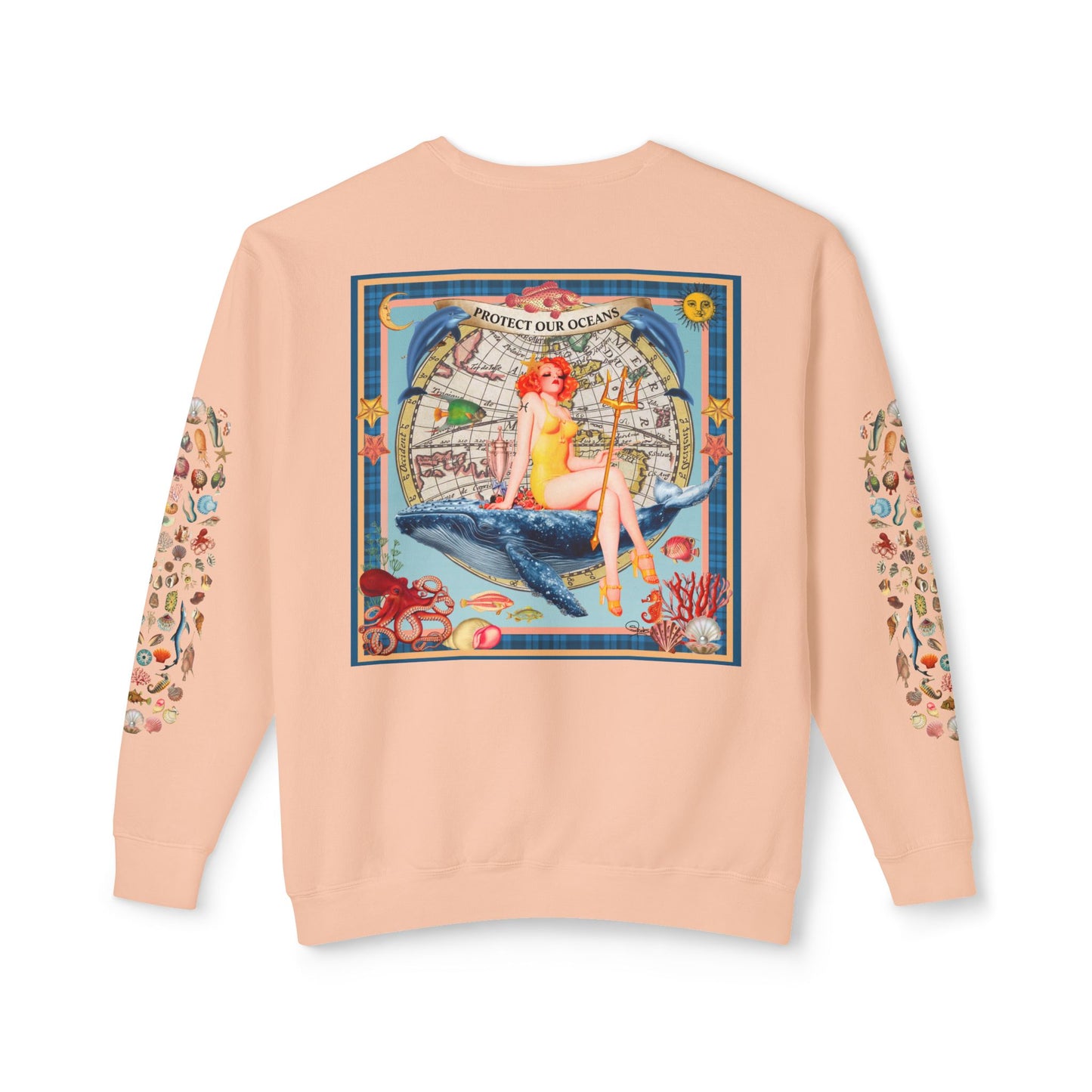 Environment Friendly Crewneck Sweatshirt - Protect Our Oceans Design