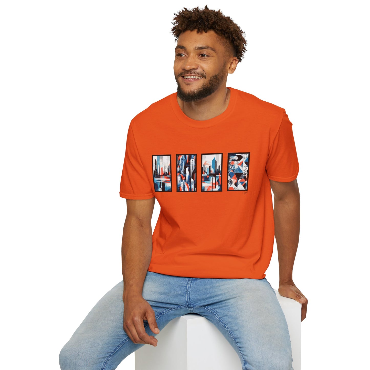 “Cityscape Blue” Abstract Art - Unisex T-Shirt