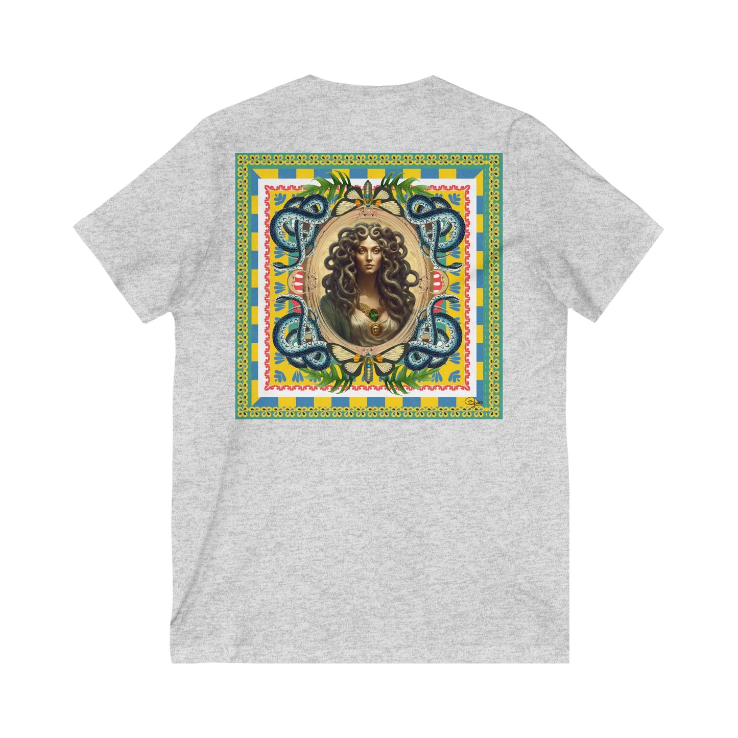 Mona Lisa Medusa - Unisex Jersey Short Sleeve V-Neck Tee
