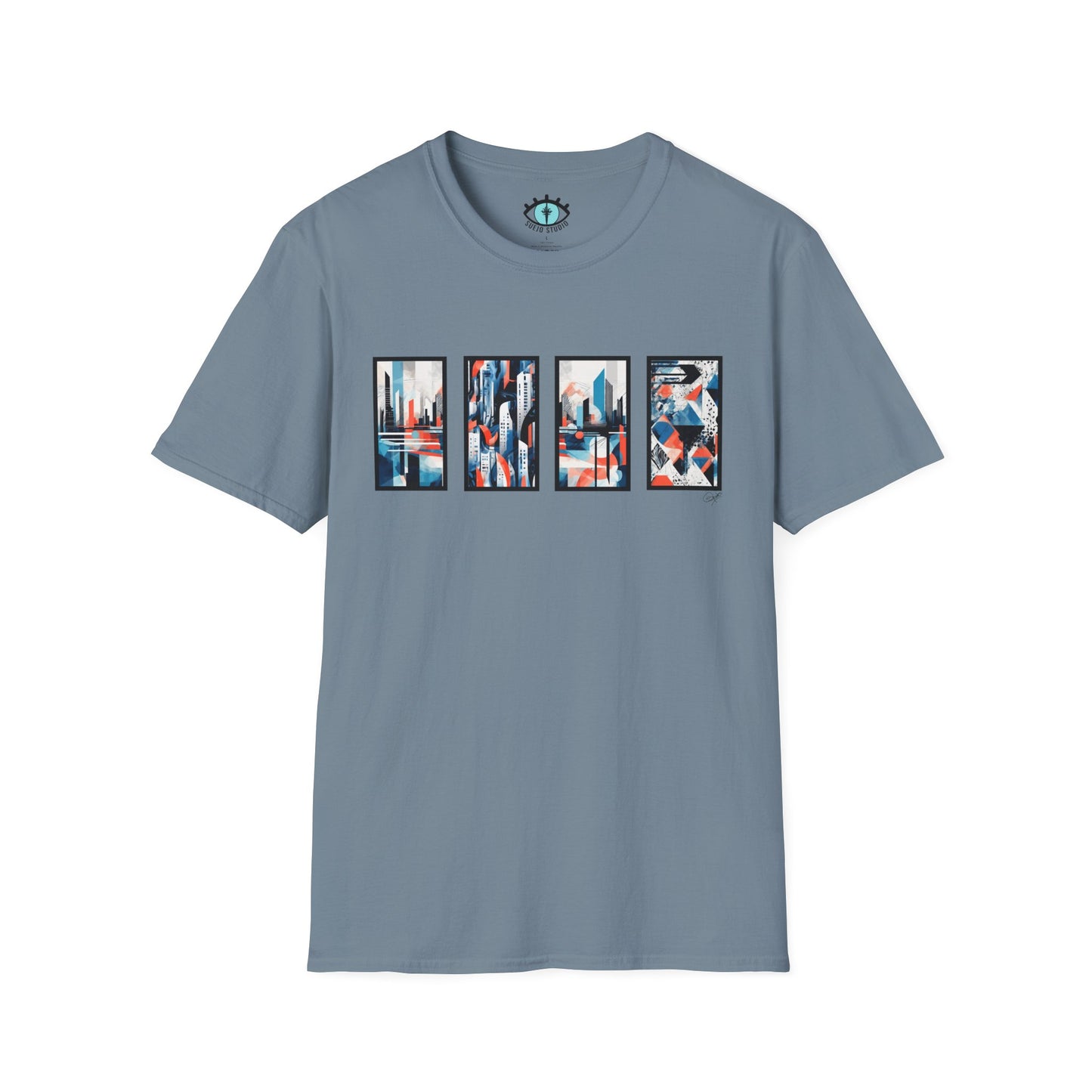 “Cityscape Blue” Abstract Art - Unisex T-Shirt