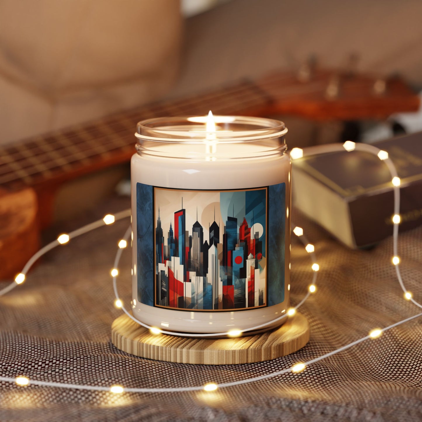 “NYC Skyline” Abstract Art - Scented Soy Candle, 9oz