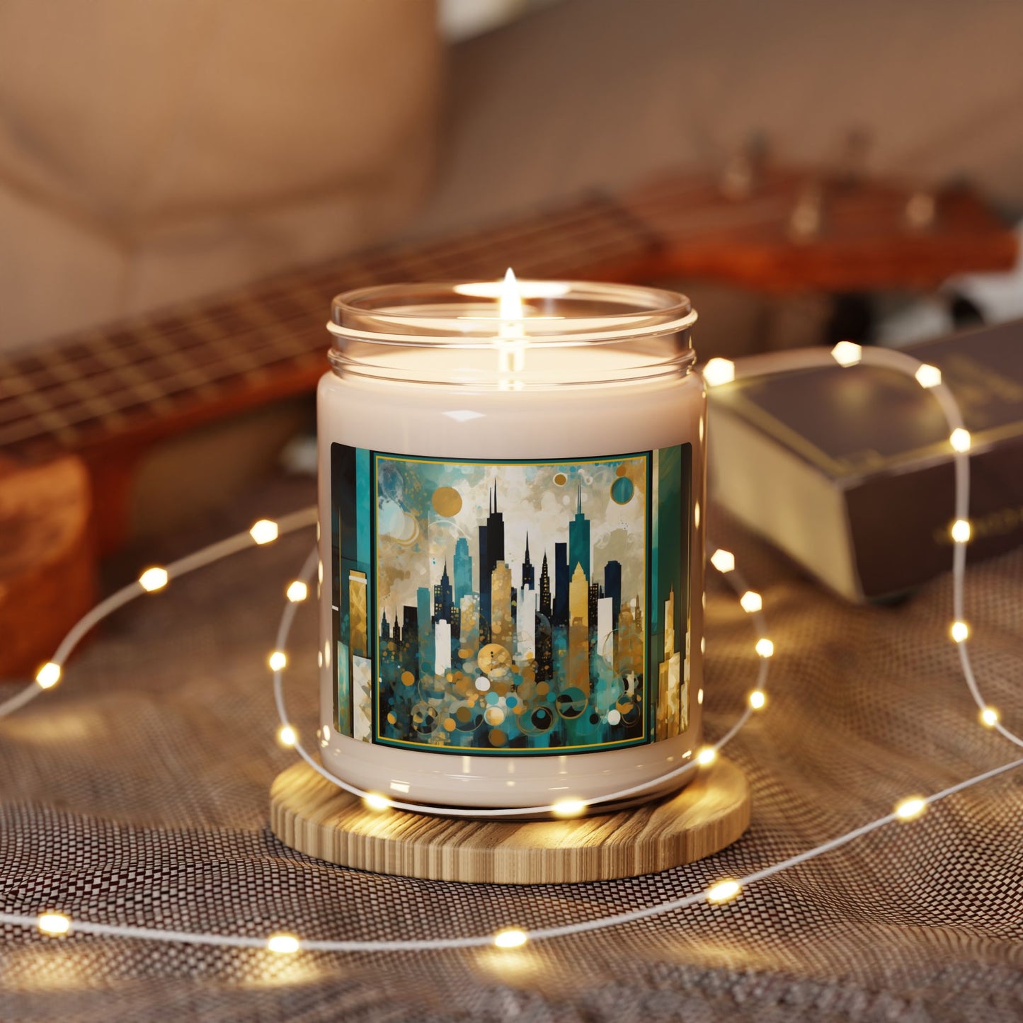 “LA Sunset Skyline” Abstract Art - Scented Soy Candle, 9oz