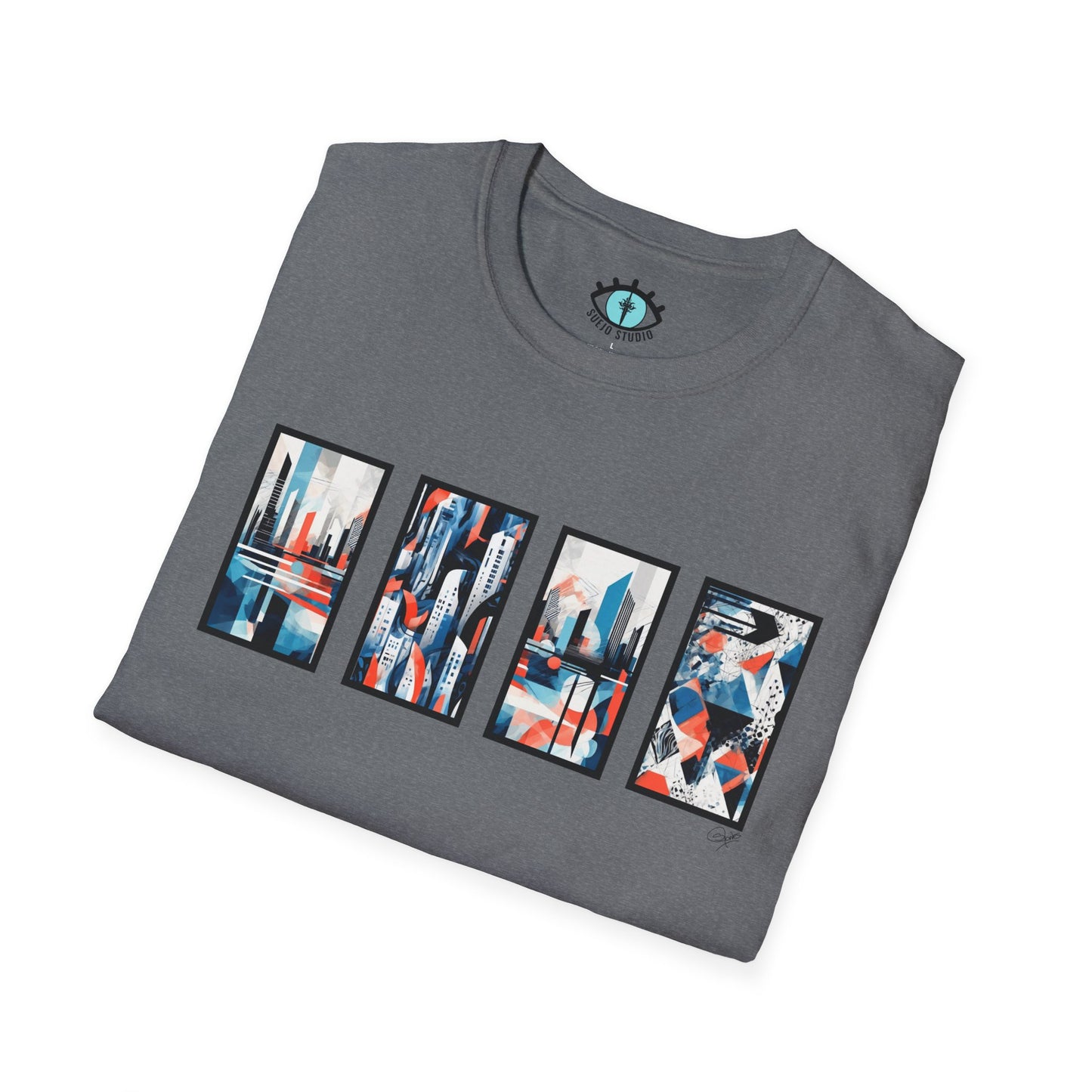 “Cityscape Blue” Abstract Art - Unisex T-Shirt