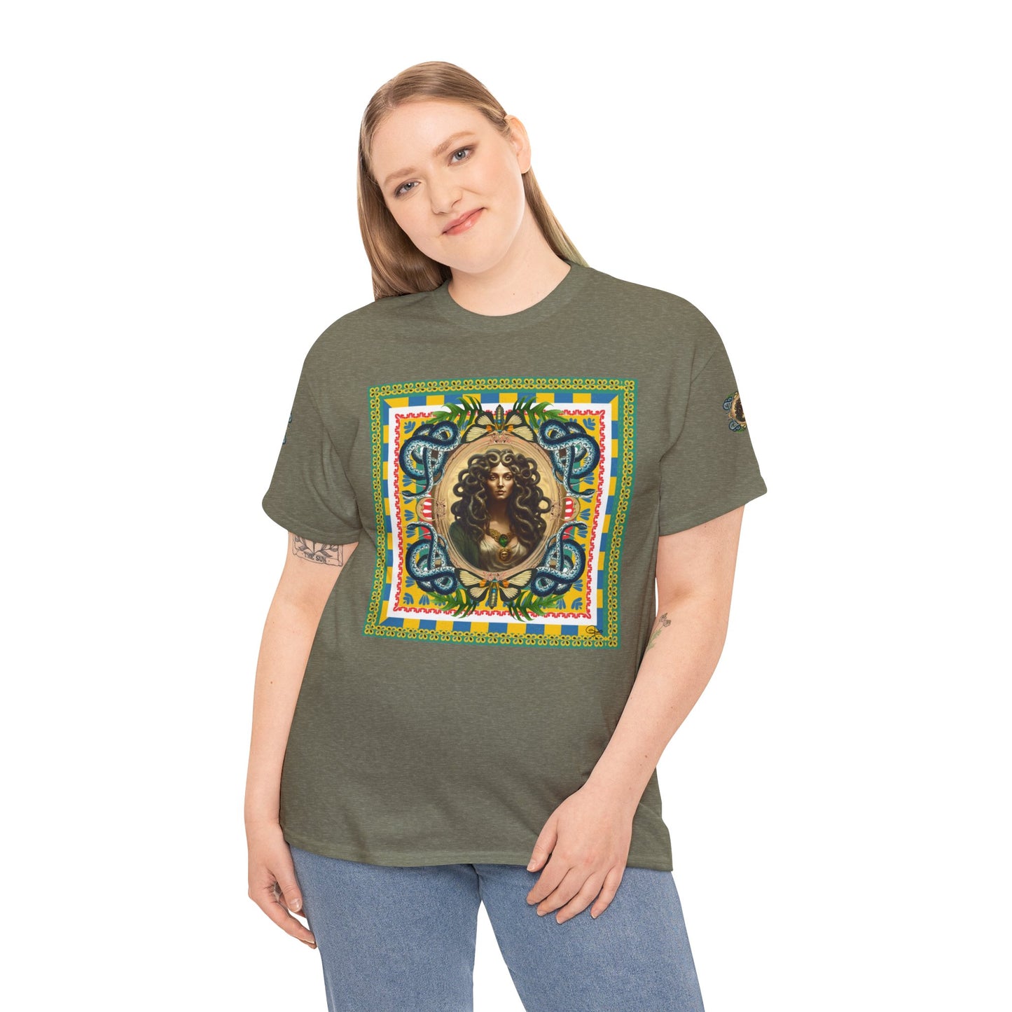 Mona Lisa Medusa - Unisex Cotton T-Shirt