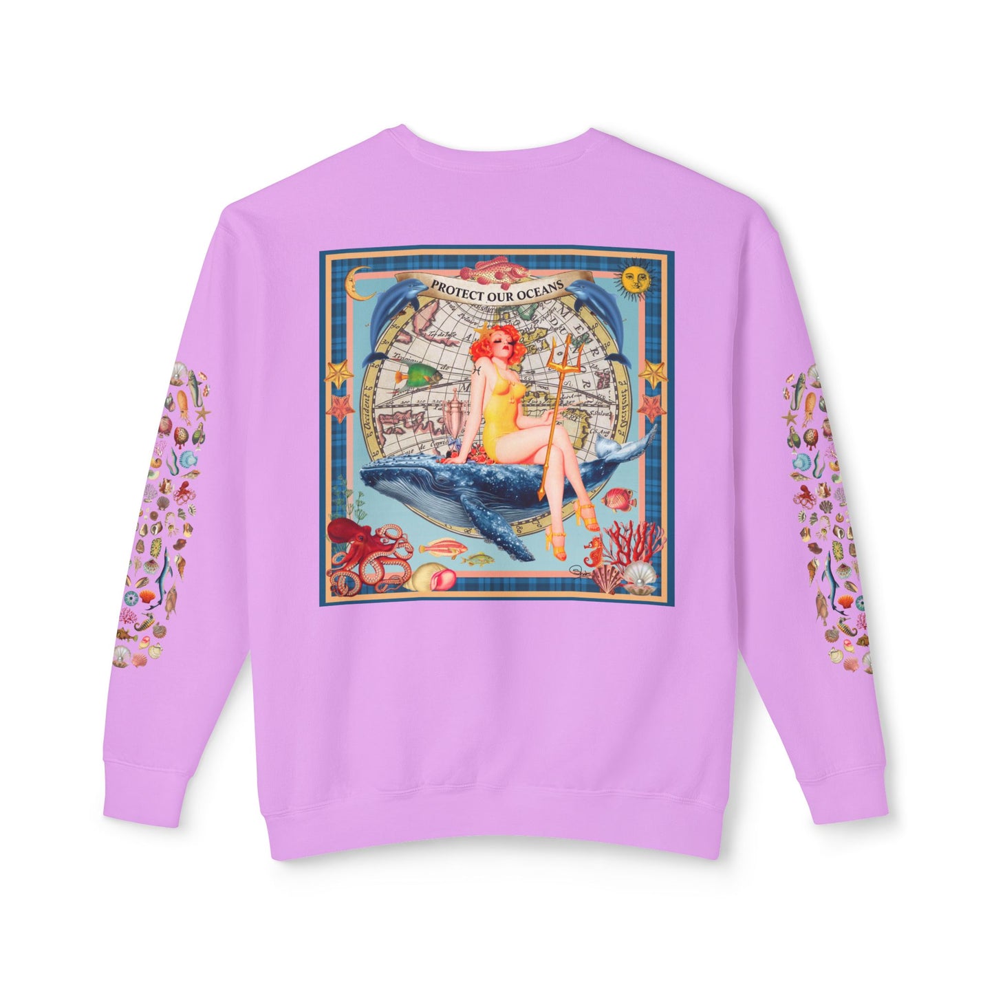 Environment Friendly Crewneck Sweatshirt - Protect Our Oceans Design