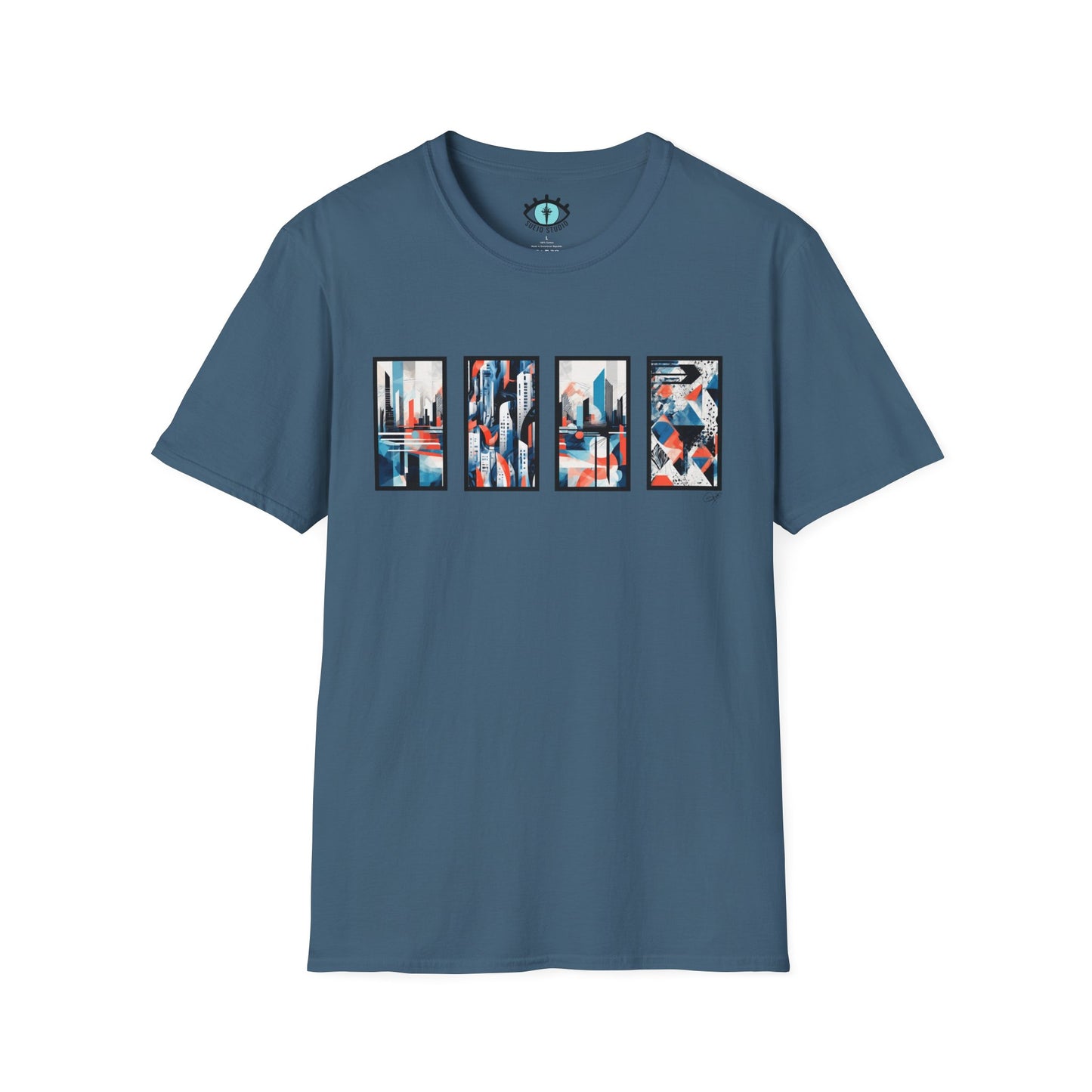 “Cityscape Blue” Abstract Art - Unisex T-Shirt