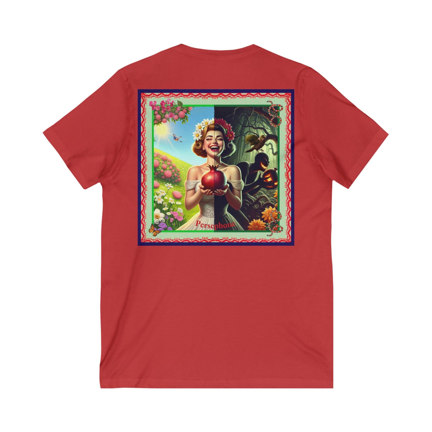 Persephone- Goddess of Spring and Queen of the Underworld - Unisex Short Sleeve V-Neck Tee