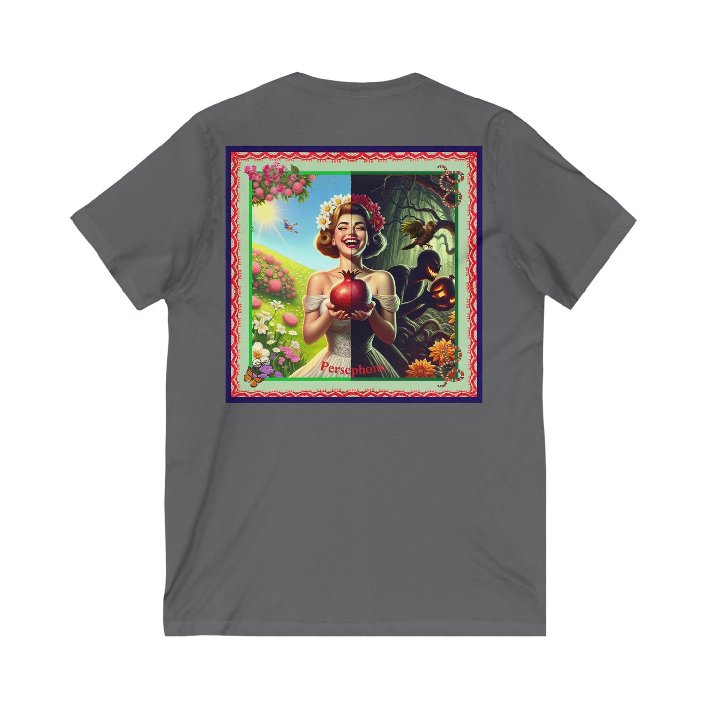 Persephone- Goddess of Spring and Queen of the Underworld - Unisex Short Sleeve V-Neck Tee