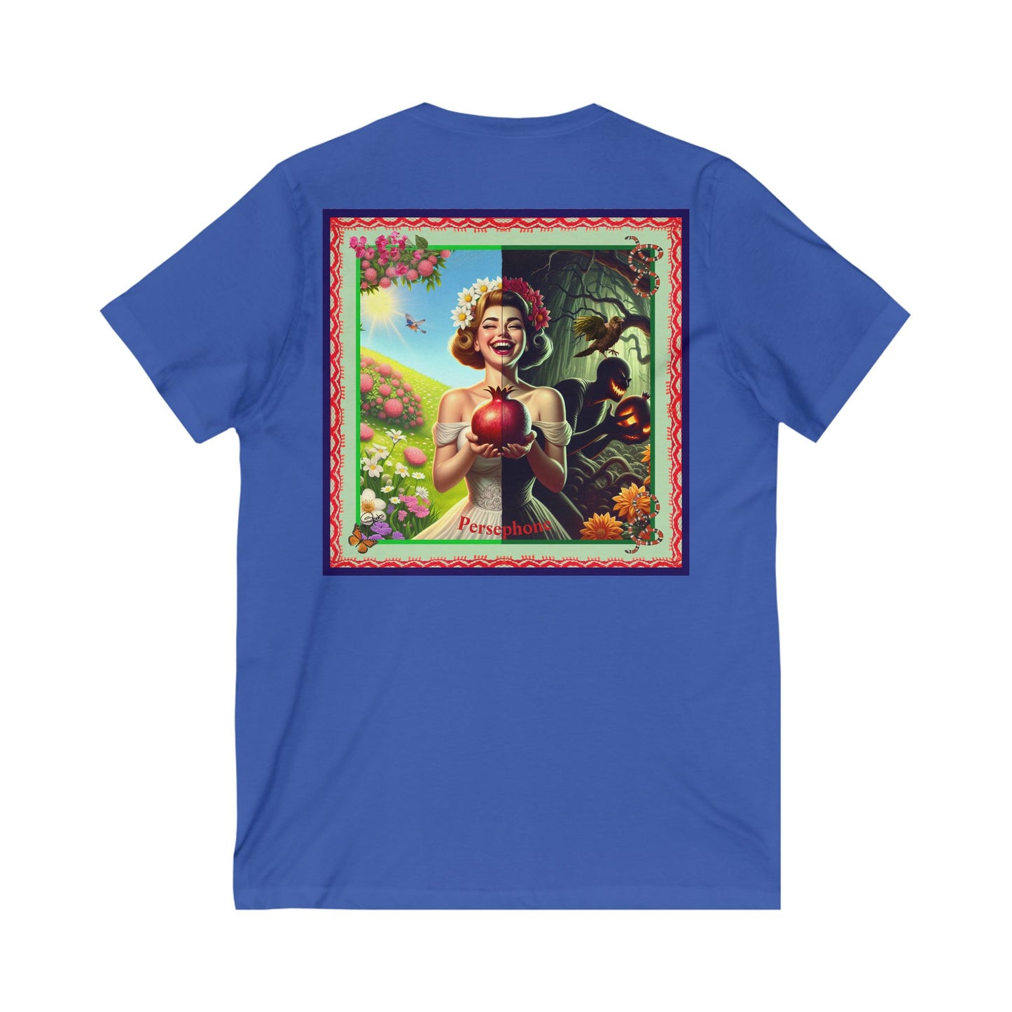 Persephone- Goddess of Spring and Queen of the Underworld - Unisex Short Sleeve V-Neck Tee