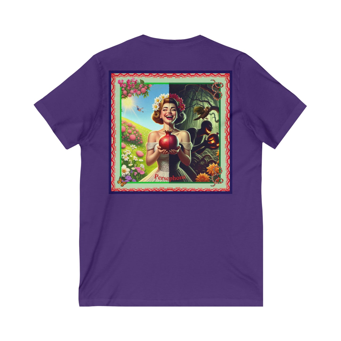 Persephone- Goddess of Spring and Queen of the Underworld - Unisex Short Sleeve V-Neck Tee