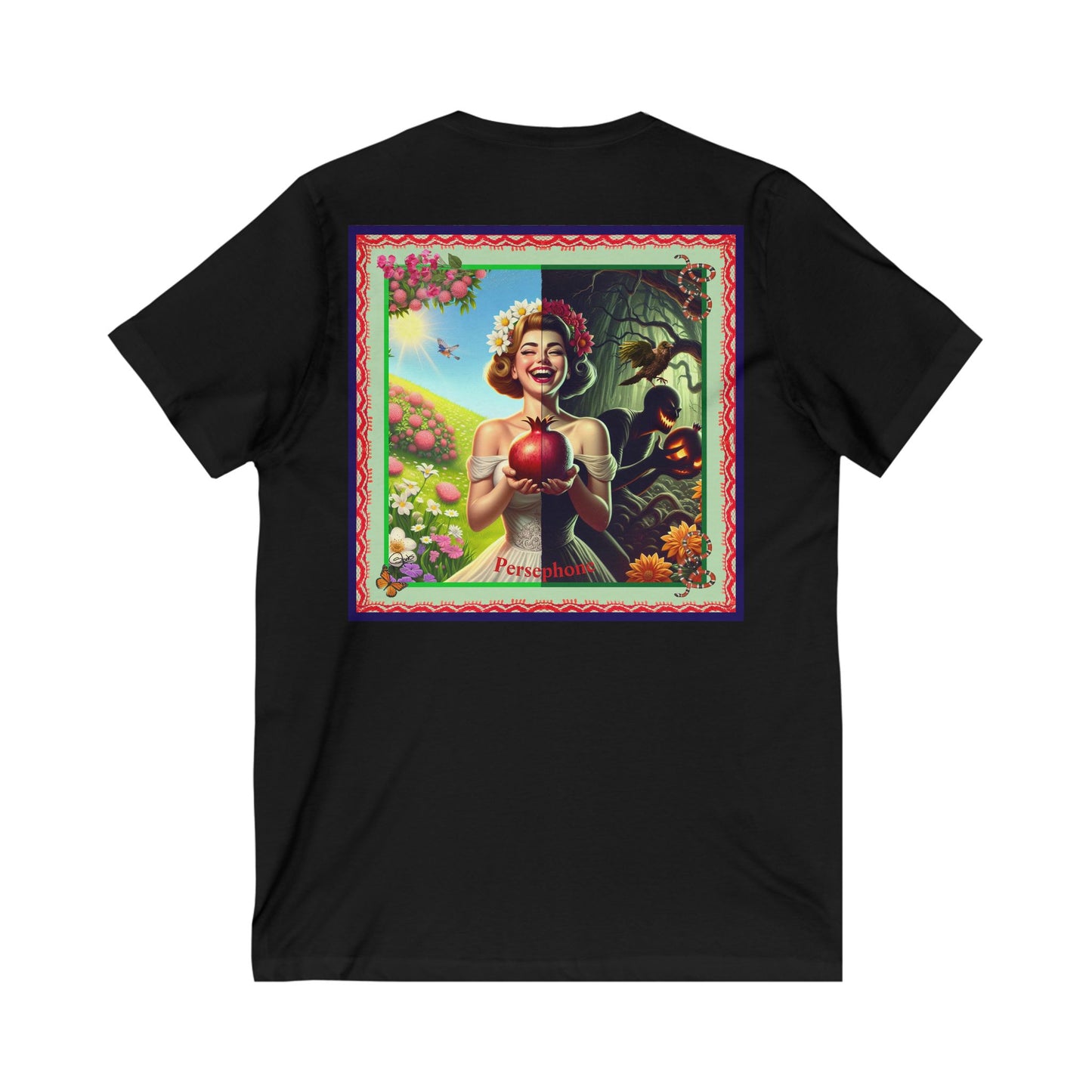 Persephone- Goddess of Spring and Queen of the Underworld - Unisex Short Sleeve V-Neck Tee