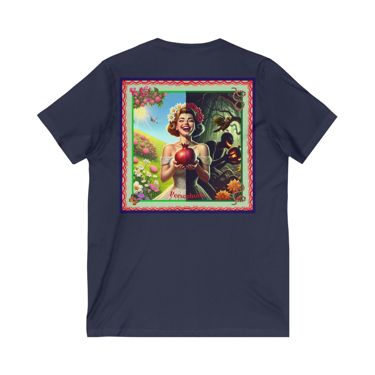Persephone- Goddess of Spring and Queen of the Underworld - Unisex Short Sleeve V-Neck Tee
