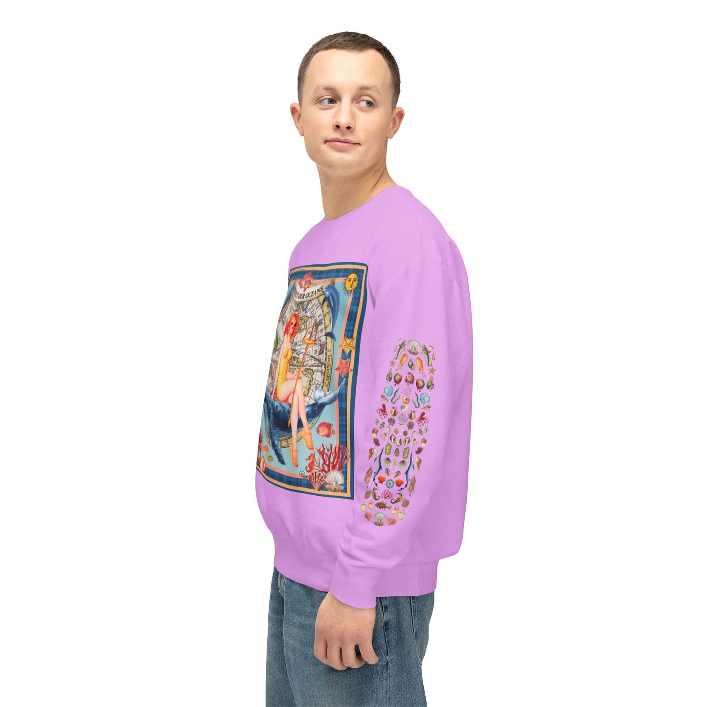Environment Friendly Crewneck Sweatshirt - Protect Our Oceans Design