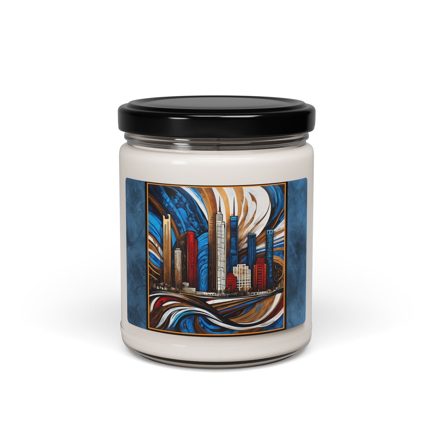 “Chicago Skyline II” Abstract Art - Scented Soy Candle, 9oz