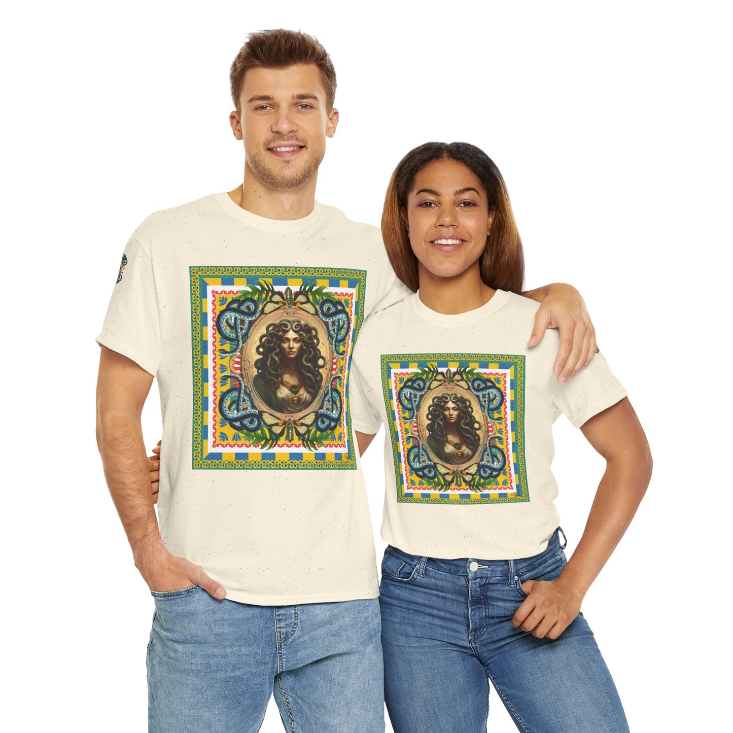 Mona Lisa Medusa - Unisex Cotton T-Shirt