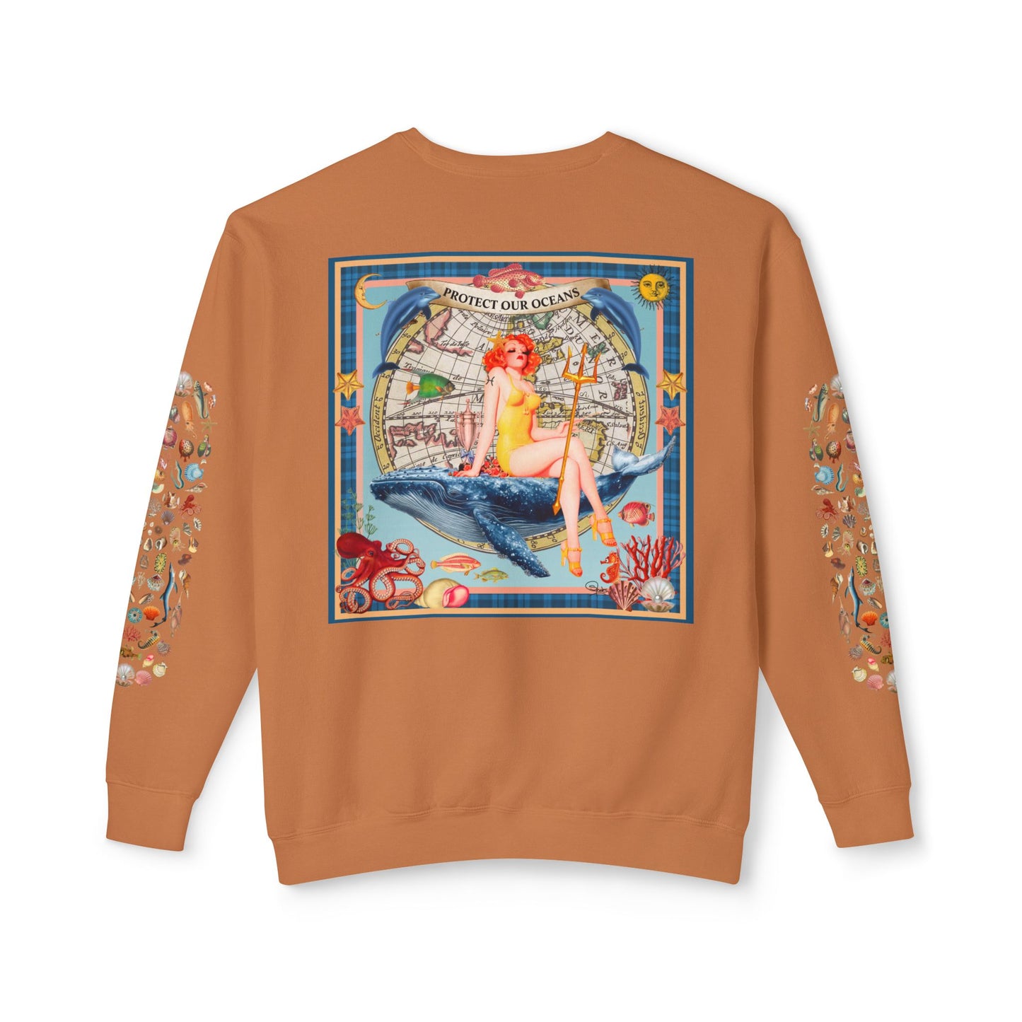 Environment Friendly Crewneck Sweatshirt - Protect Our Oceans Design