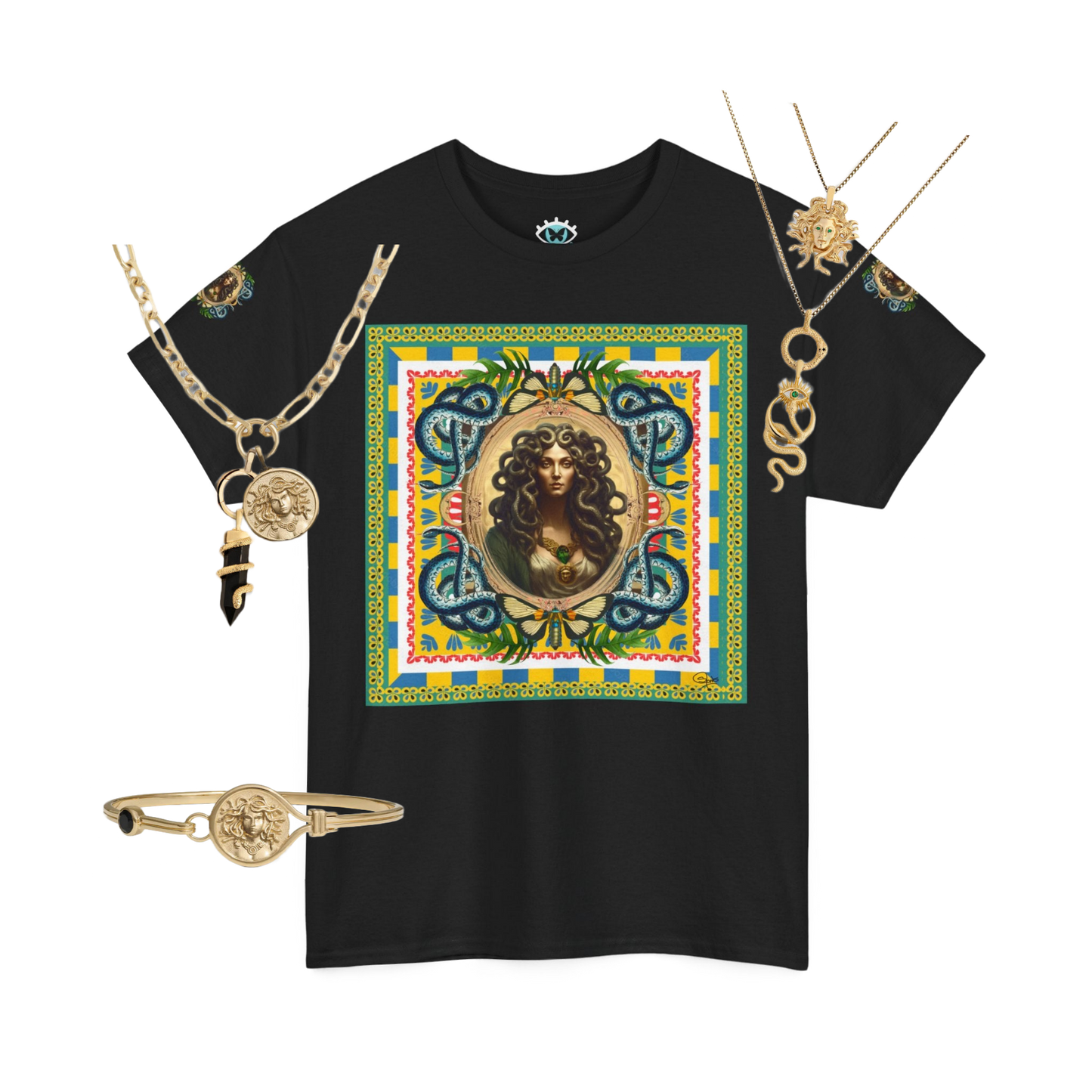 Mona Lisa Medusa - Unisex Cotton T-Shirt