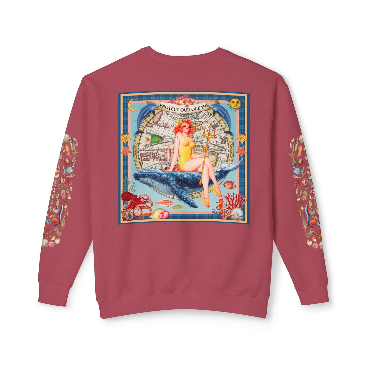Environment Friendly Crewneck Sweatshirt - Protect Our Oceans Design