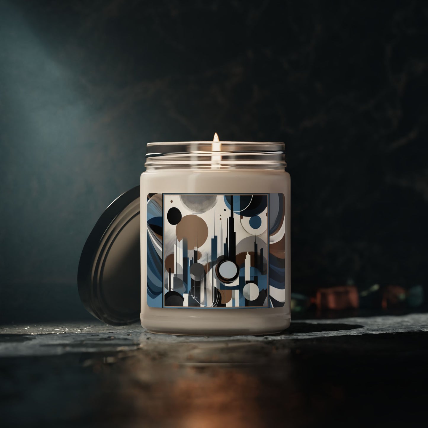 “Metropolis Skyline” Abstract Art - Scented Soy Candle, 9oz
