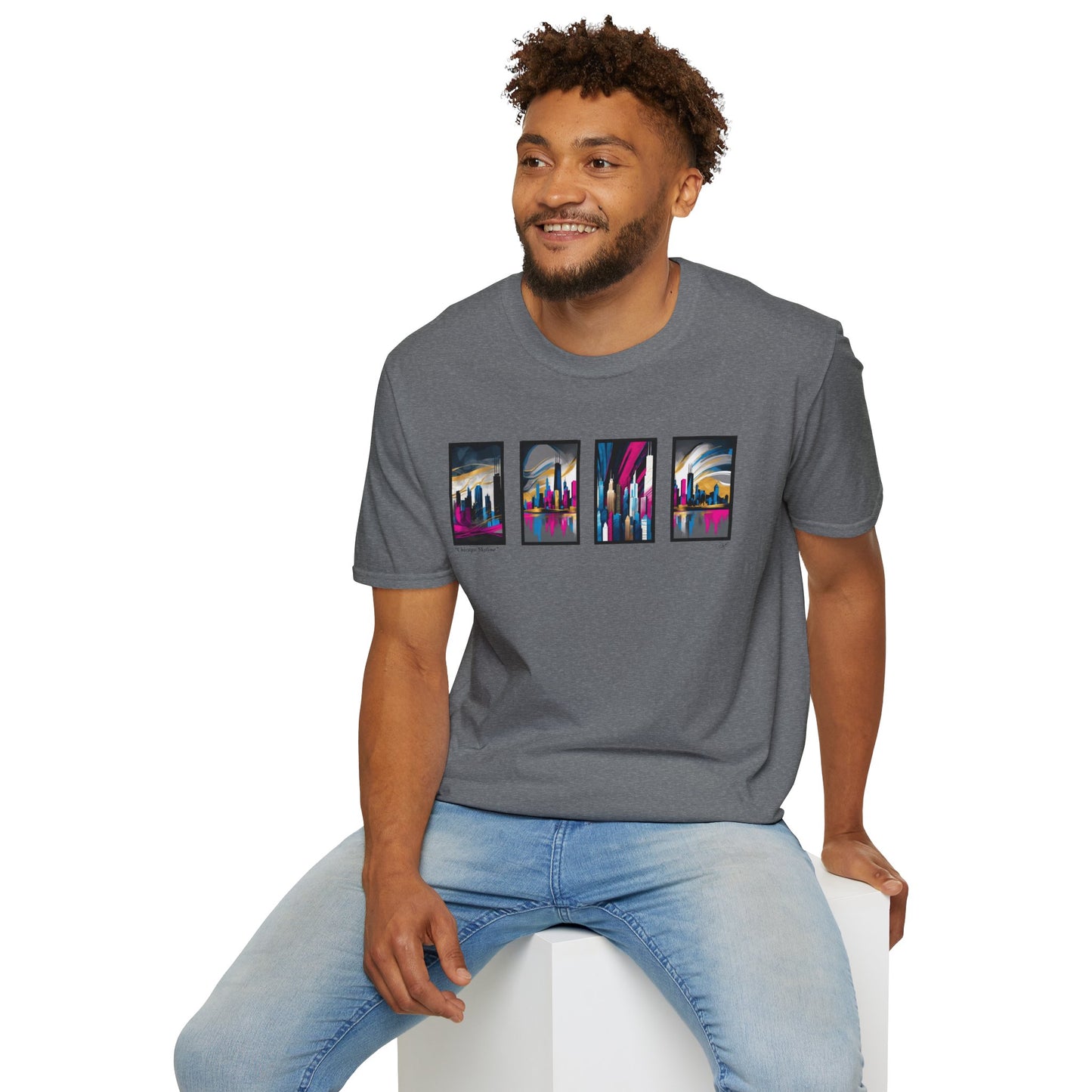 “Chicago Skyline” Abstract Art - Unisex T-Shirt
