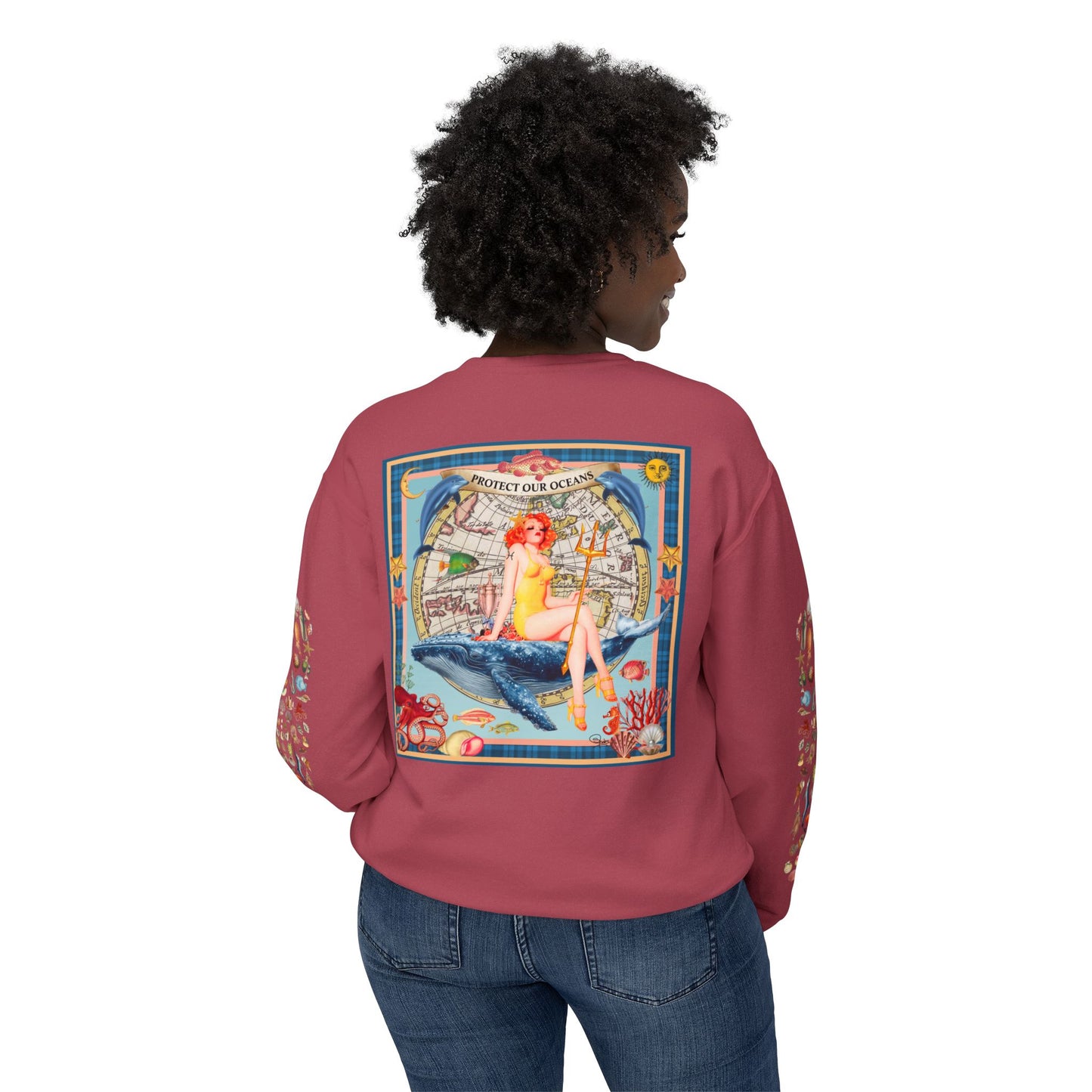 Environment Friendly Crewneck Sweatshirt - Protect Our Oceans Design
