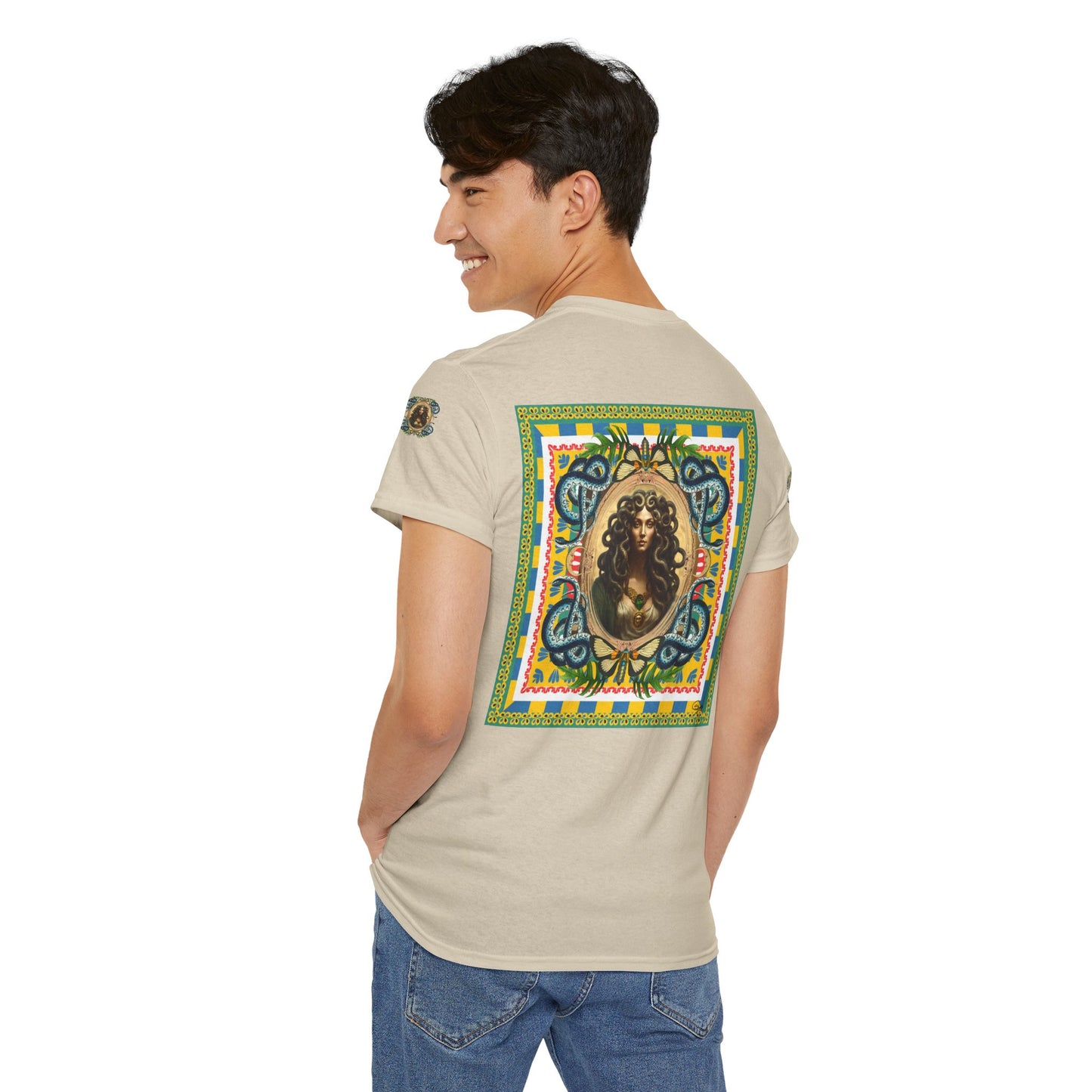 Mona Lisa Medusa - Unisex Cotton T-Shirt