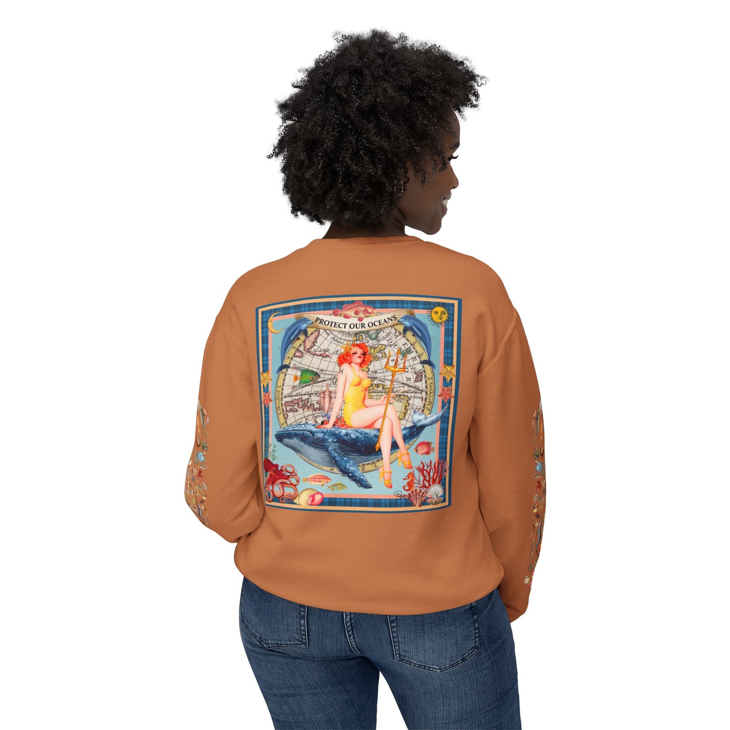 Environment Friendly Crewneck Sweatshirt - Protect Our Oceans Design