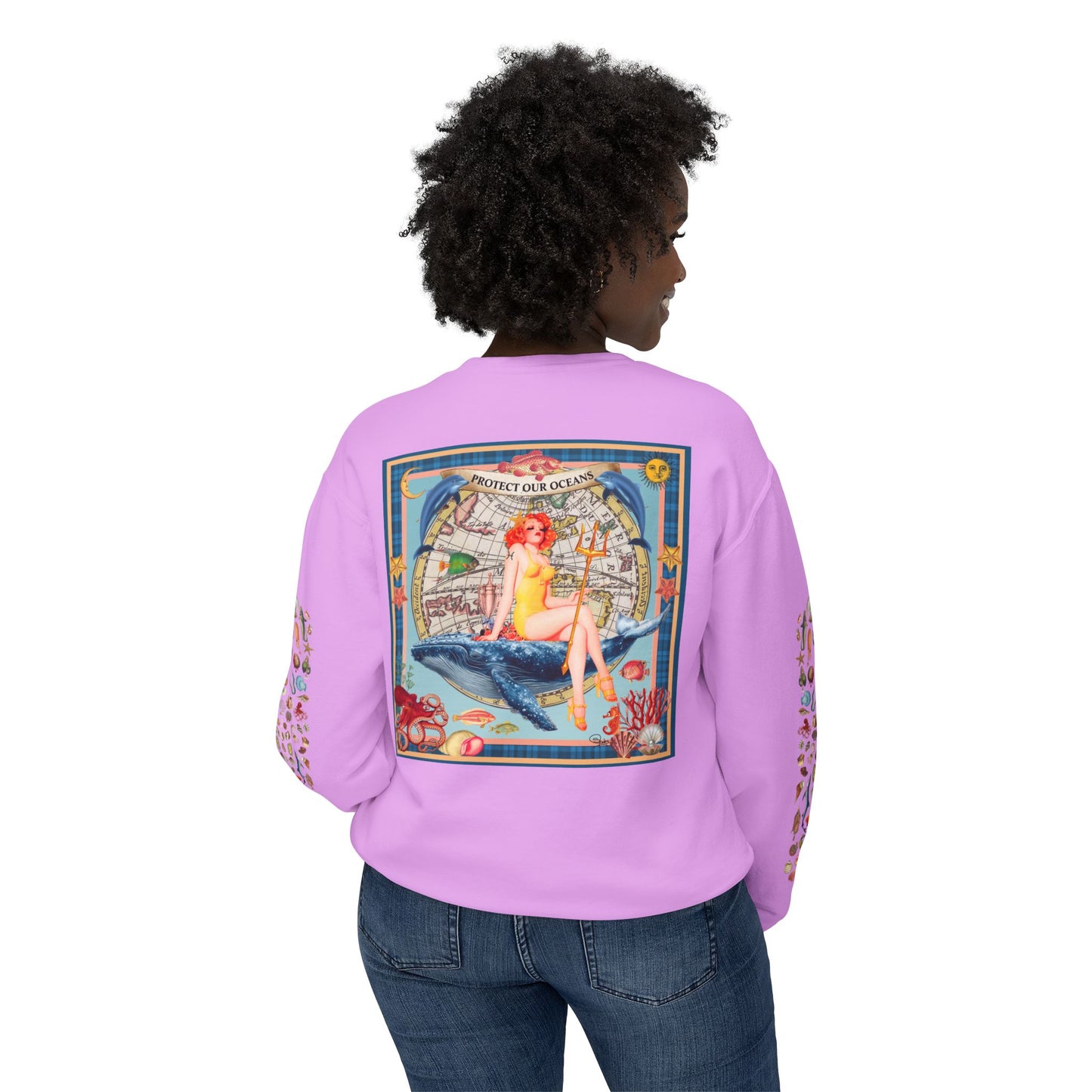 Environment Friendly Crewneck Sweatshirt - Protect Our Oceans Design