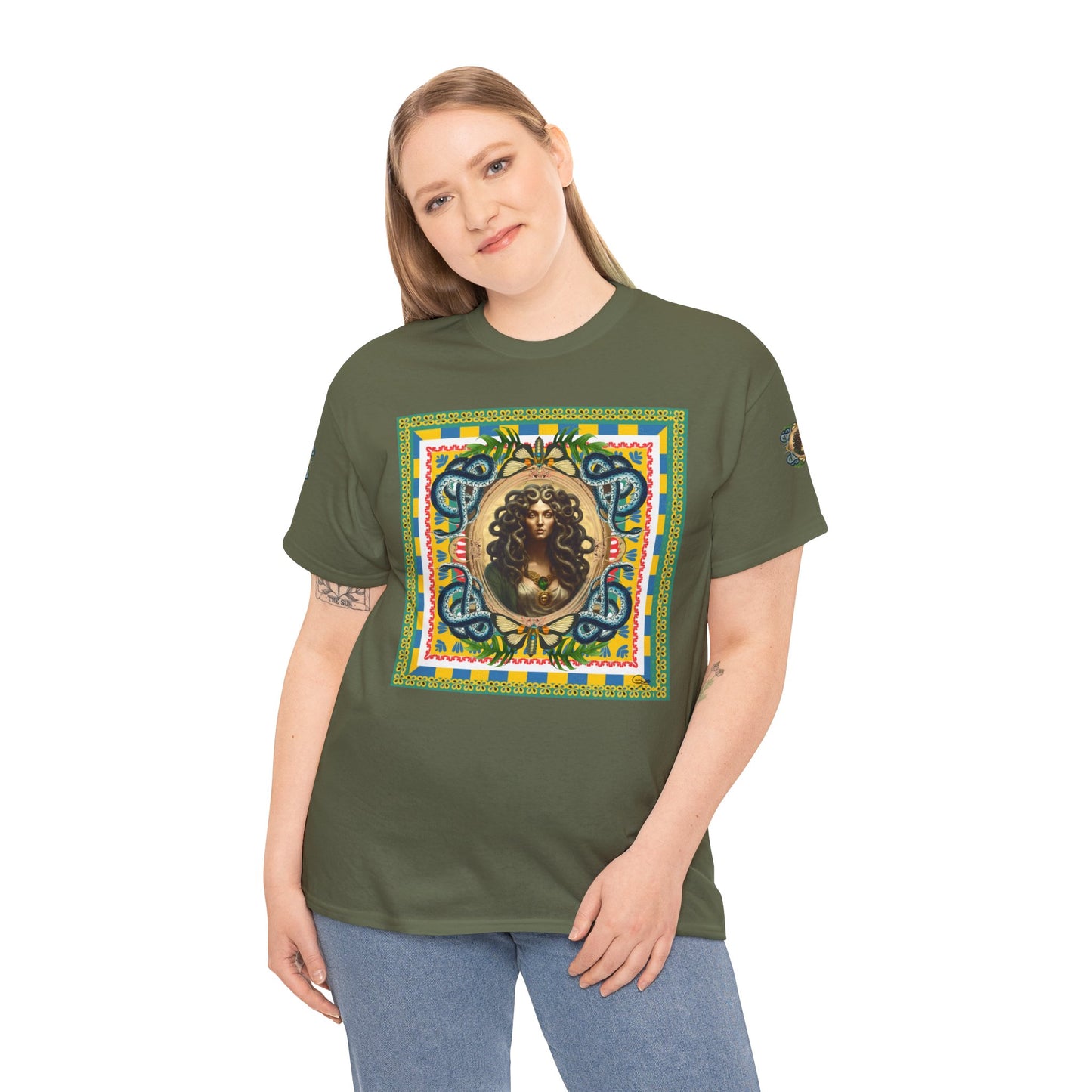 Mona Lisa Medusa - Unisex Cotton T-Shirt