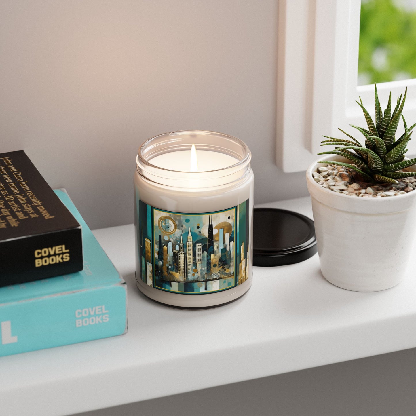 “San Francisco Skyline” Abstract Art - Scented Soy Candle, 9oz