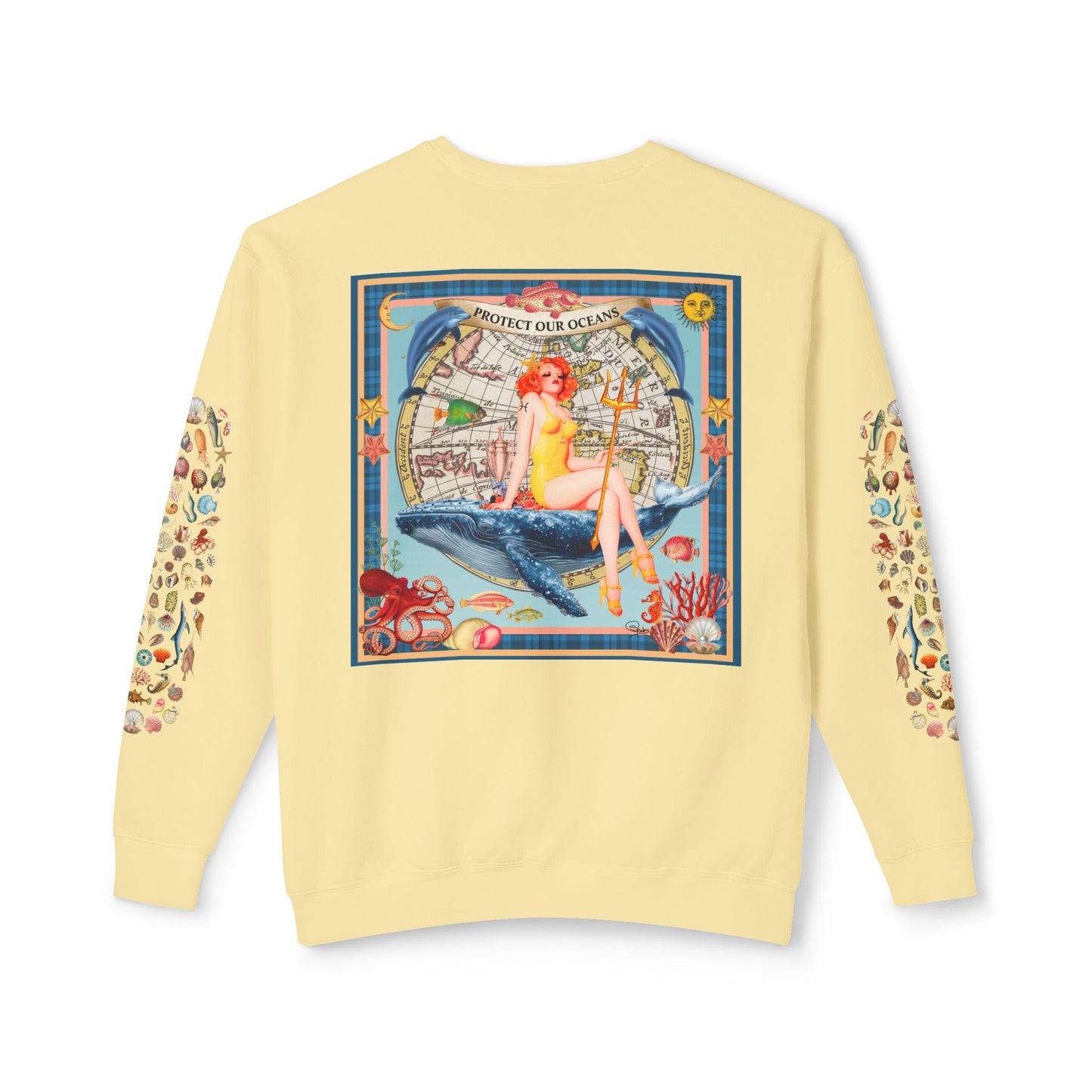 Environment Friendly Crewneck Sweatshirt - Protect Our Oceans Design