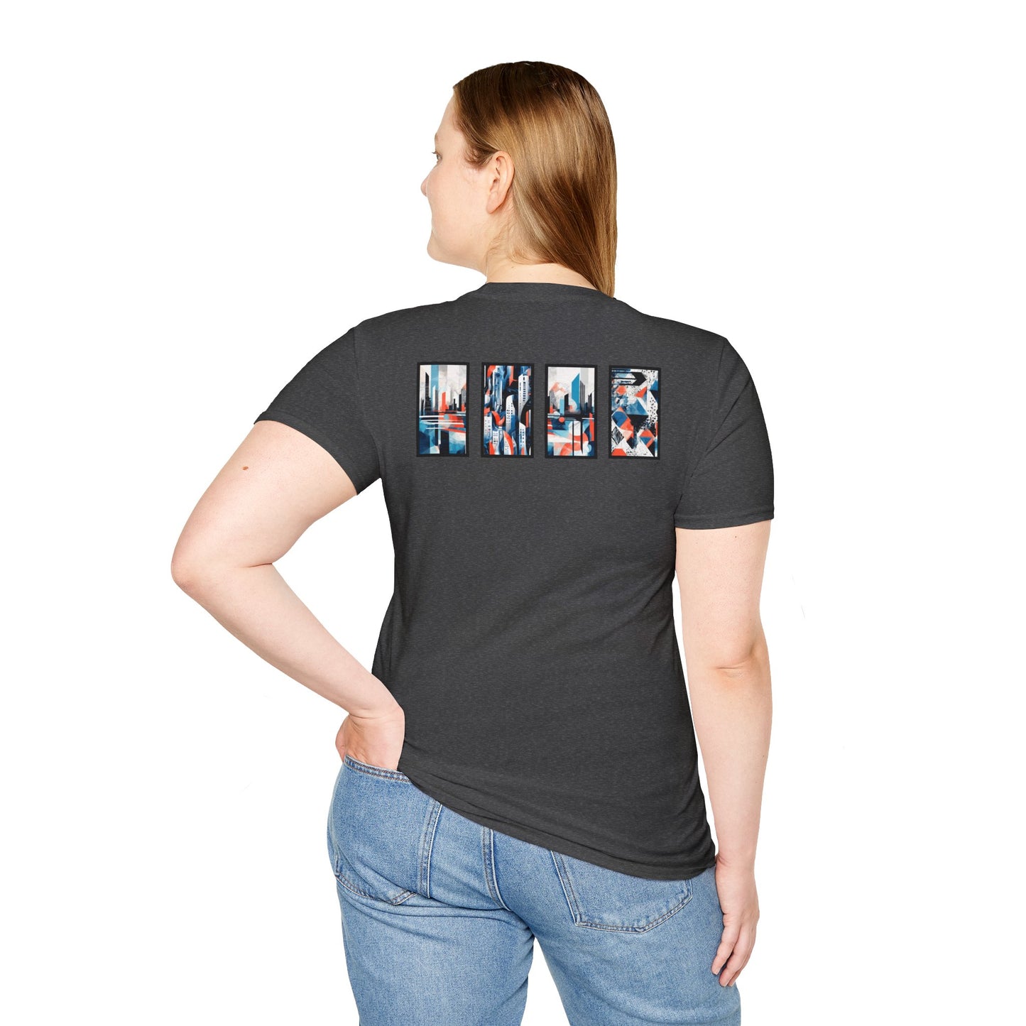 “Cityscape Blue” Abstract Art - Unisex T-Shirt