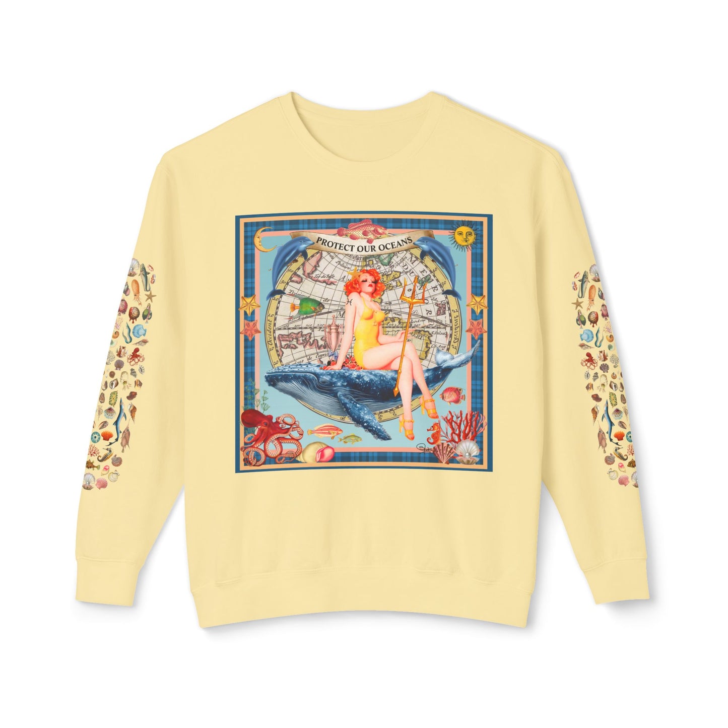 Environment Friendly Crewneck Sweatshirt - Protect Our Oceans Design