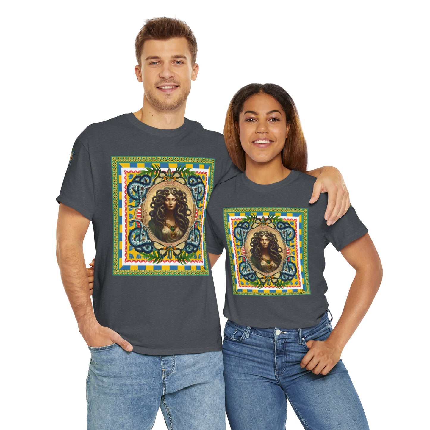 Mona Lisa Medusa - Unisex Cotton T-Shirt