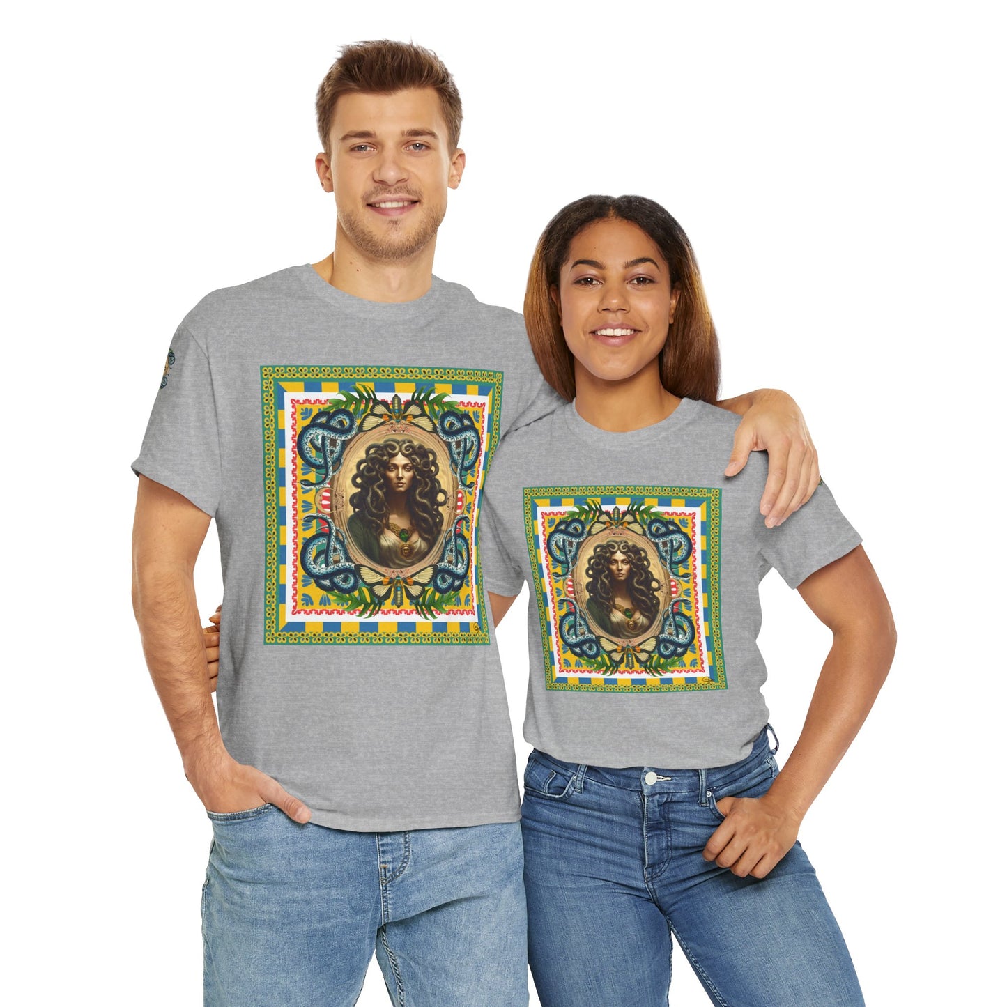 Mona Lisa Medusa - Unisex Cotton T-Shirt