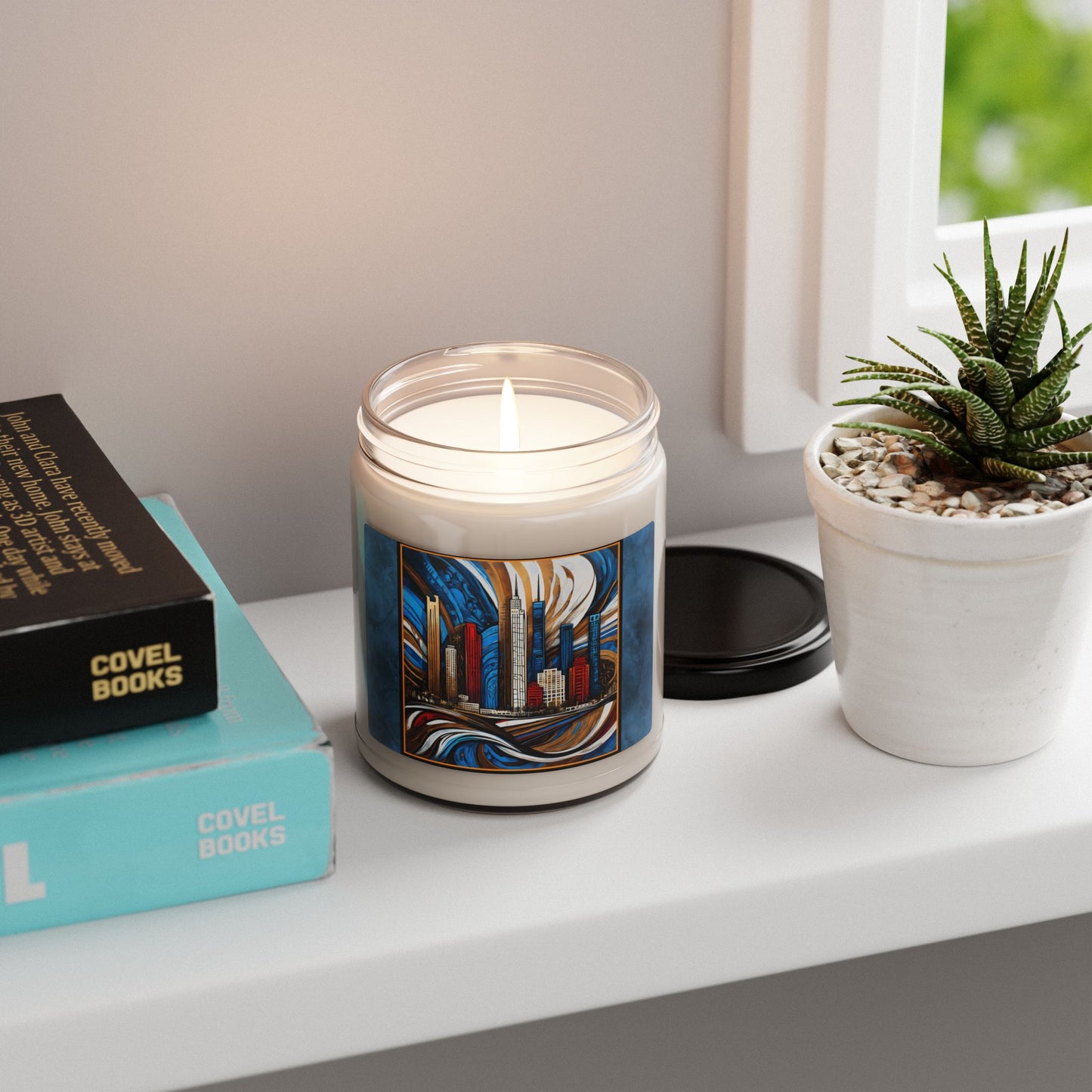 “Chicago Skyline II” Abstract Art - Scented Soy Candle, 9oz