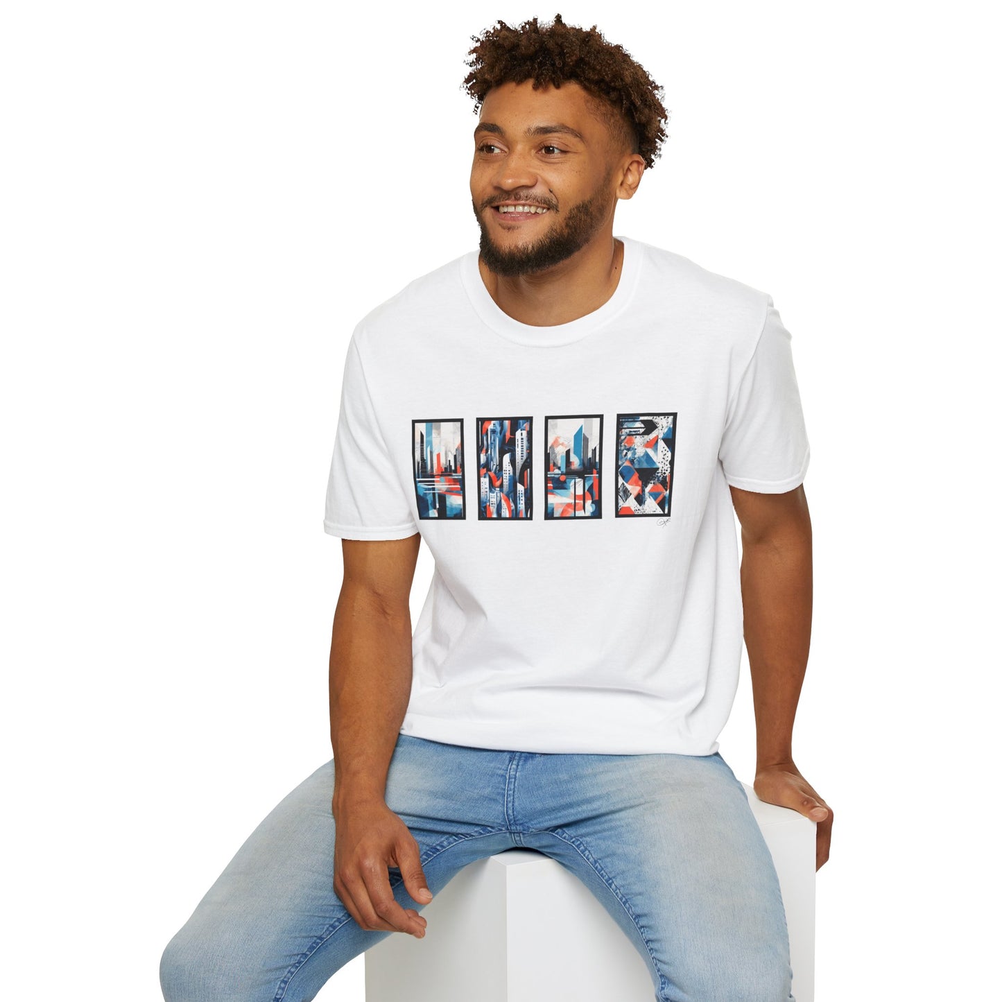 “Cityscape Blue” Abstract Art - Unisex T-Shirt