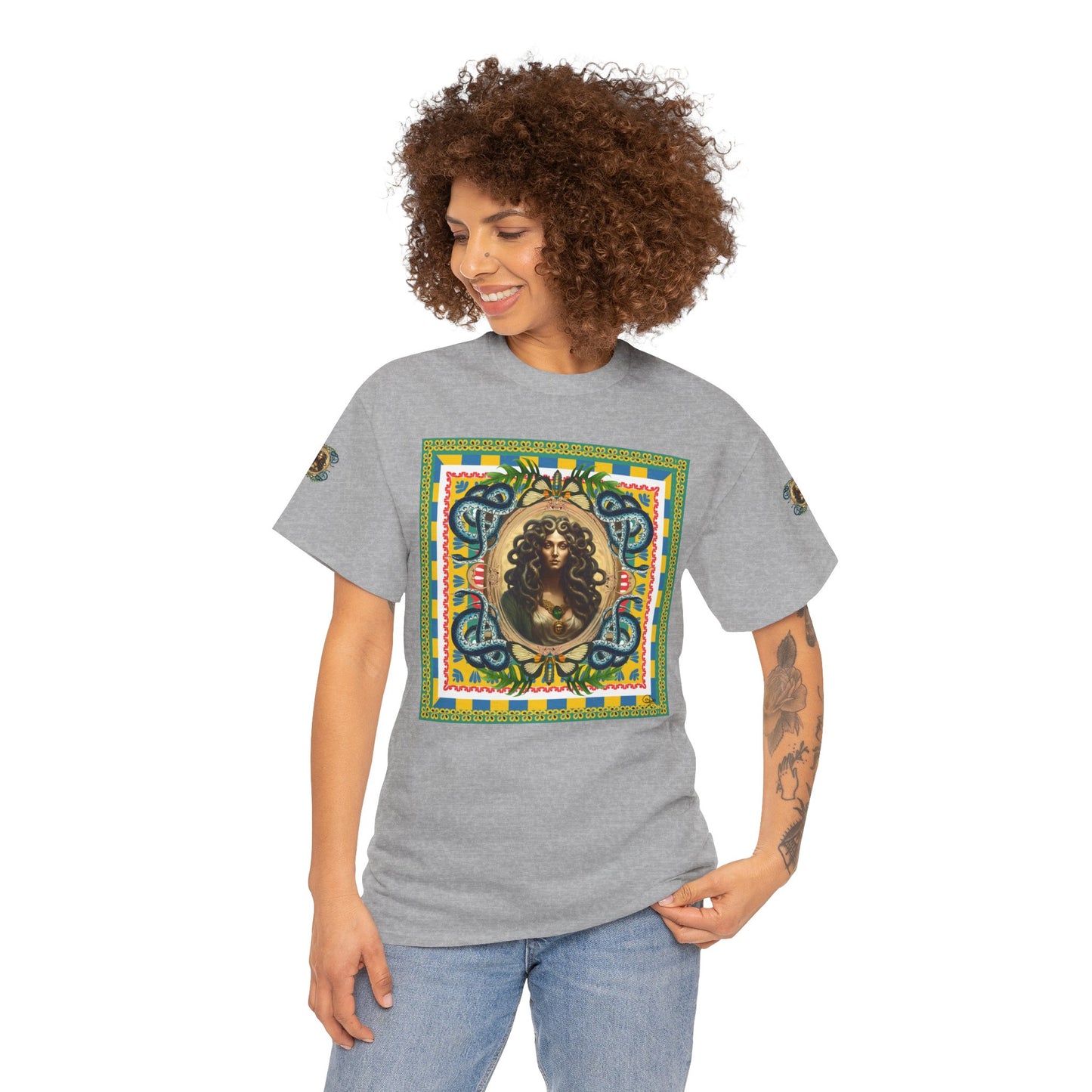 Mona Lisa Medusa - Unisex Cotton T-Shirt