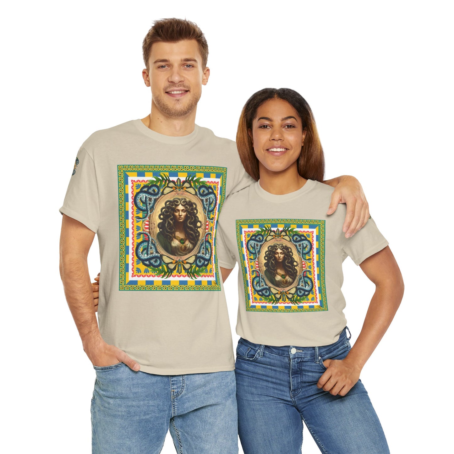 Mona Lisa Medusa - Unisex Cotton T-Shirt