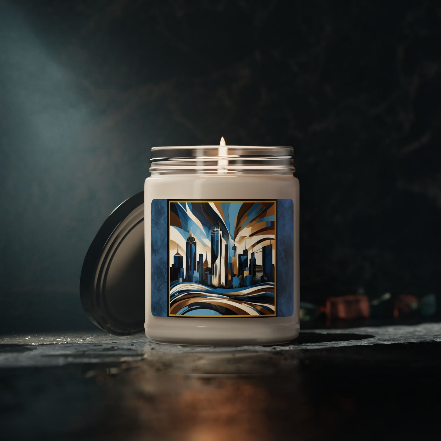 “Minneapolis Skyline” Abstract Art - Scented Soy Candle, 9oz